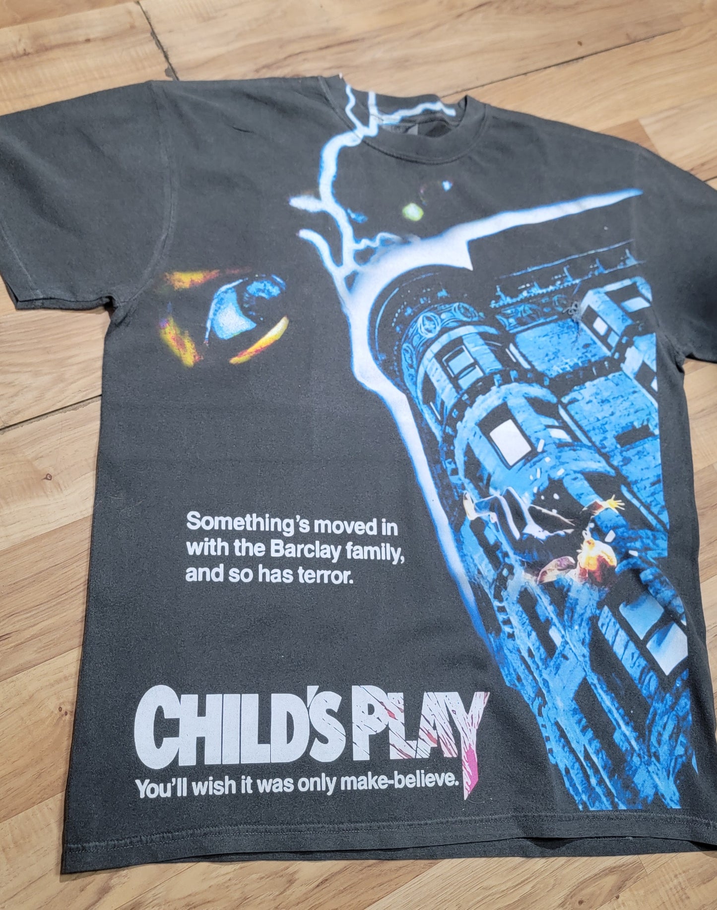 CHILDS PLAY ON SHAKA SUPERMAX HEAVYWEIGHT GARMET DYED T SHIRT BIG print