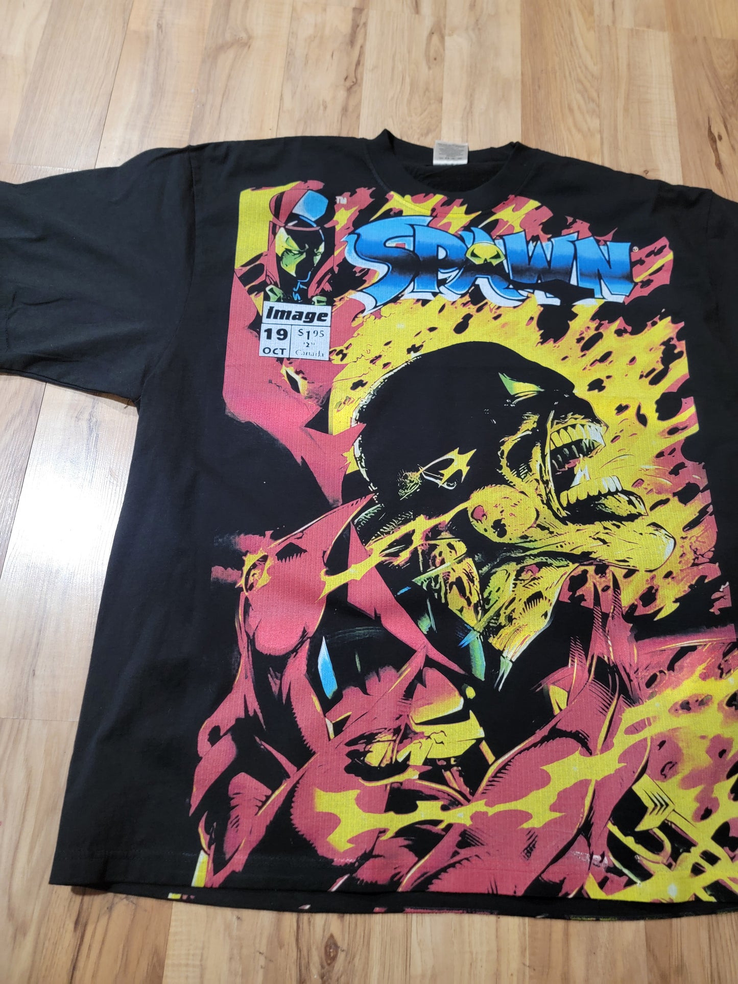 SPAWN JUMBO PRINT ON SHAKA HEAVY GARMET DYED T SHIRT