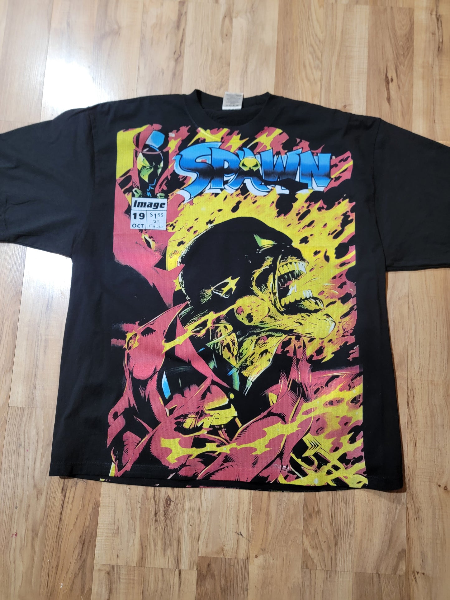 SPAWN JUMBO PRINT ON SHAKA HEAVY GARMET DYED T SHIRT