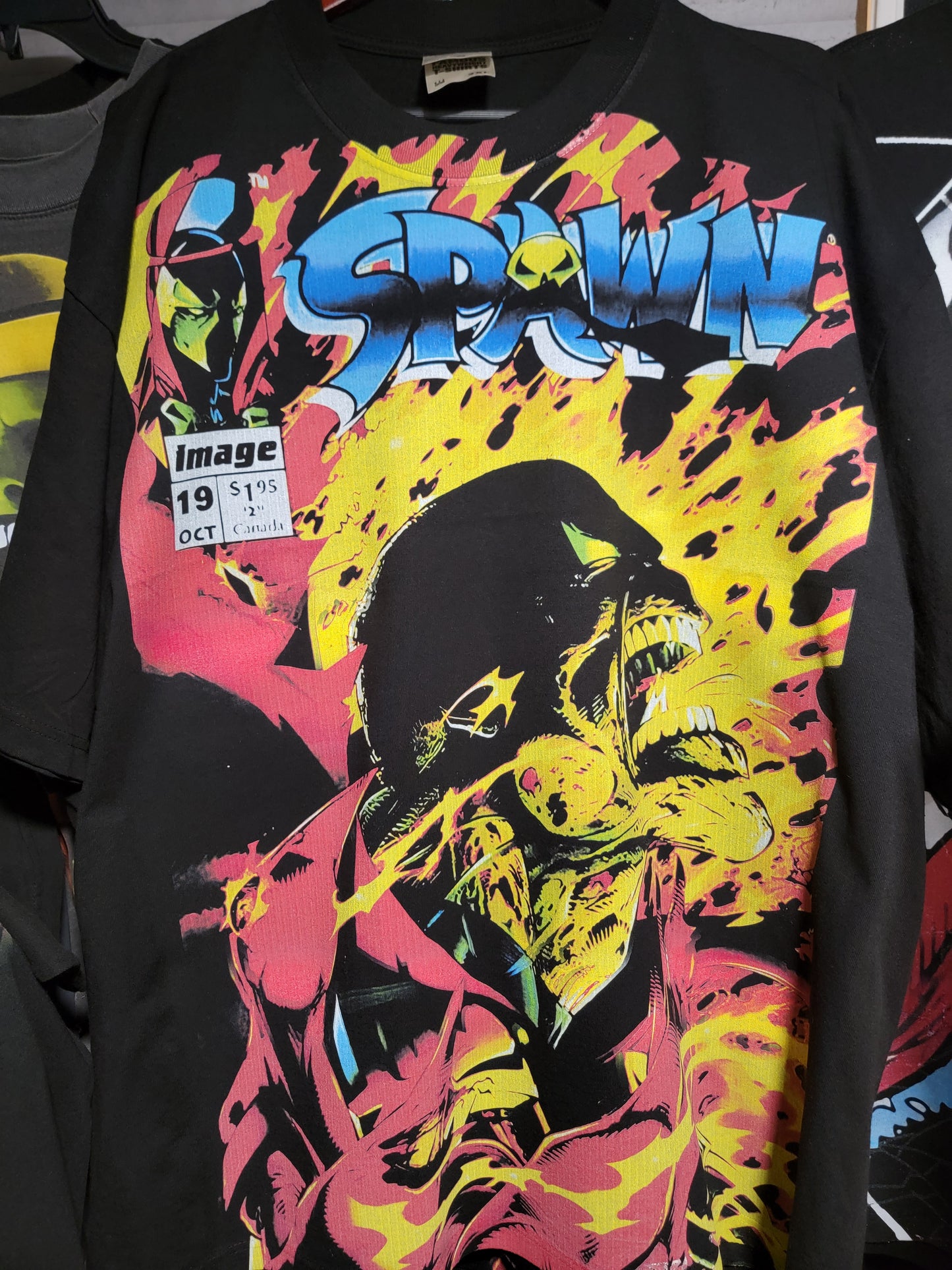 SPAWN JUMBO PRINT ON SHAKA HEAVY GARMET DYED T SHIRT