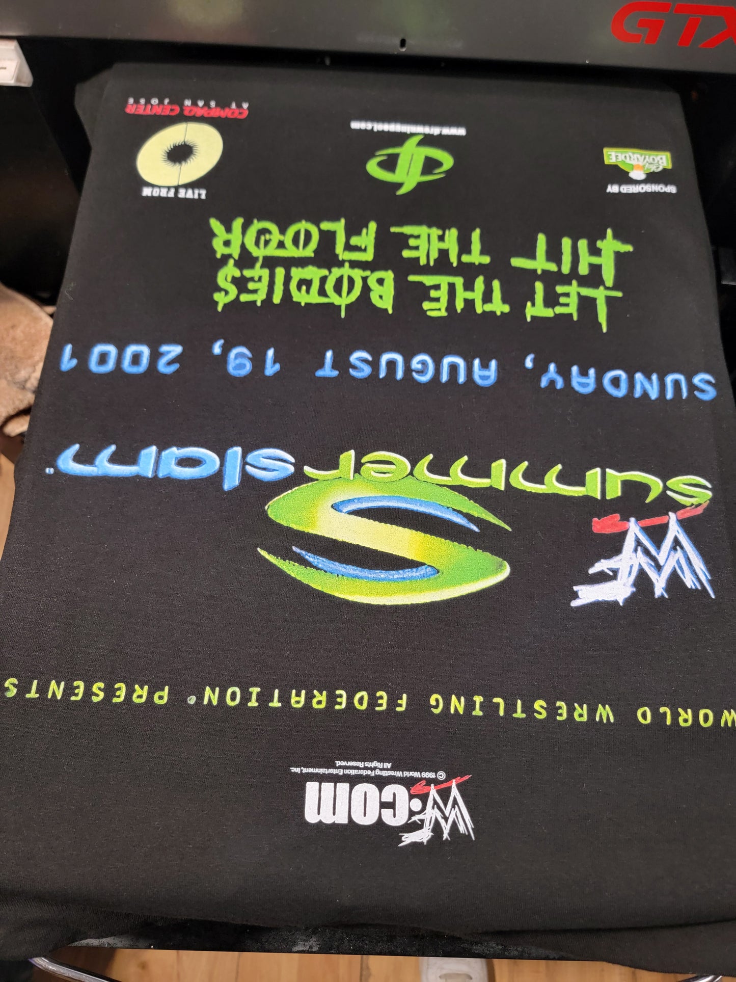 RETO 2001 Let the bodies hit the floor summer slaM WRESTLING T SHIRT