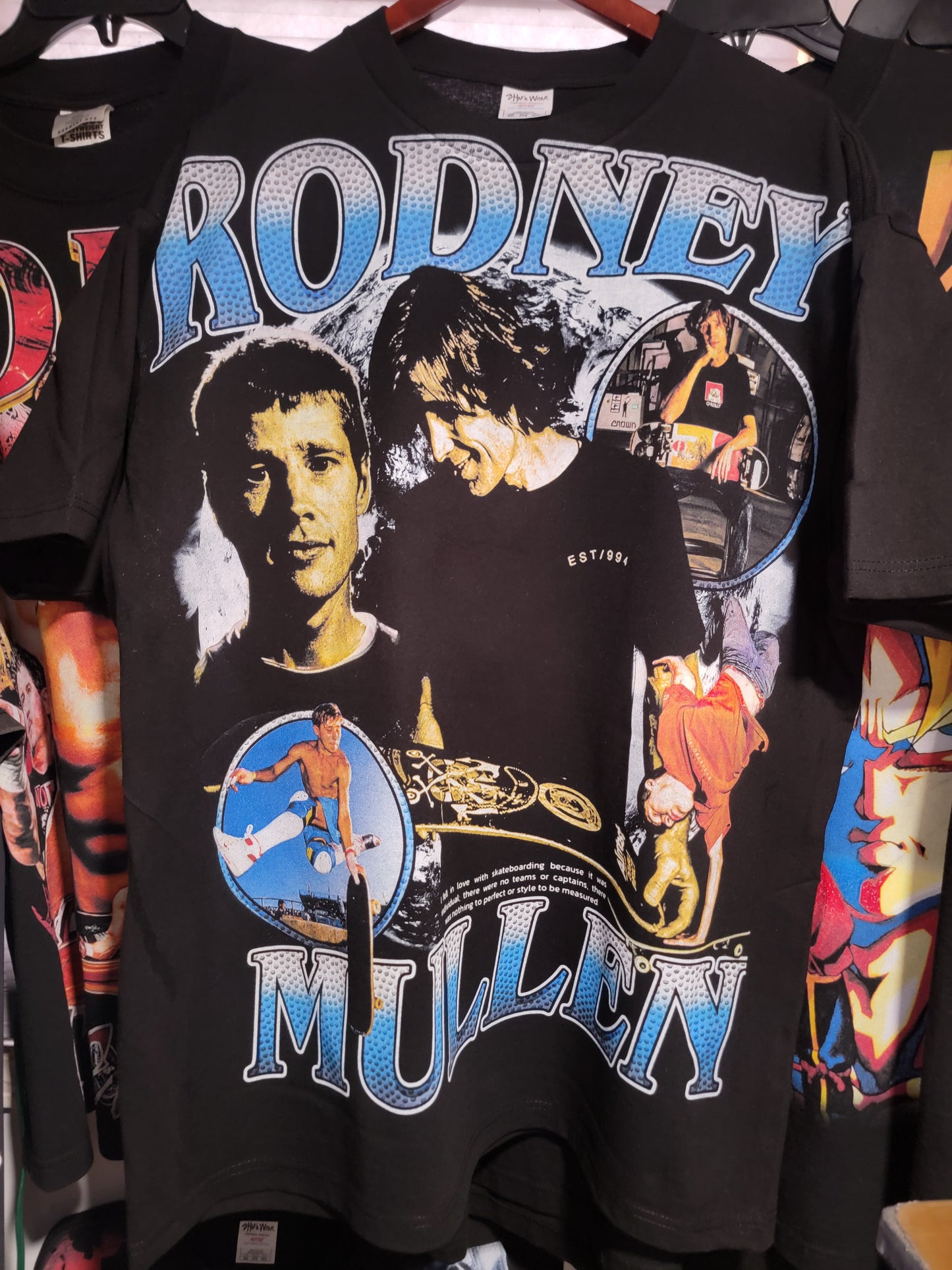 RODNEY MULLEN GOD FATHER OF SKATEBOARDI G ON SHAKA HEAVY GARMET DYED T SHIRT BIG PRINT