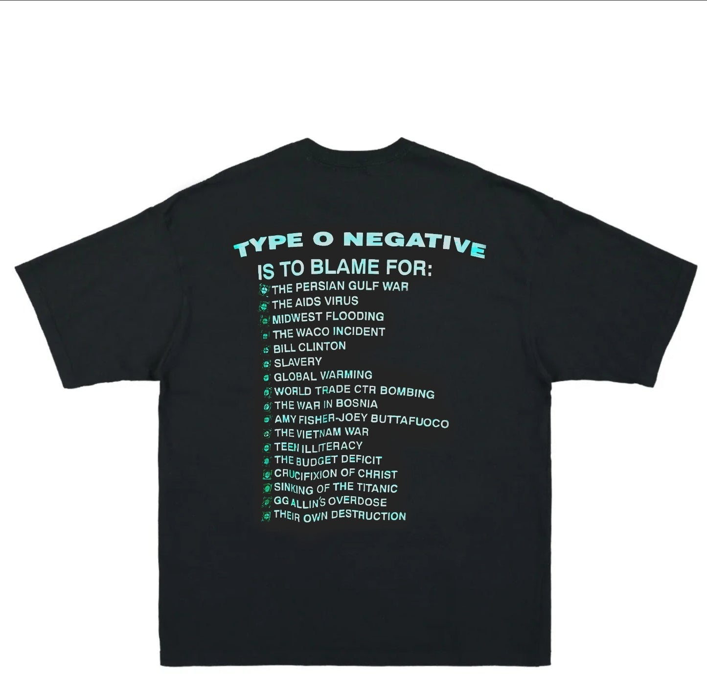 TYPE O NEGATIVE BLOODY KISSES ON SHAKA HEAVYWEIGHT GARMET DYED T SHIRT