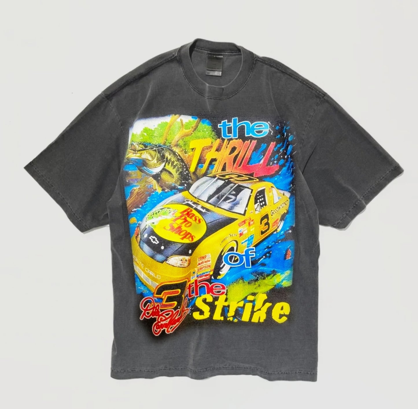 THE THRILL OF THE STRIKE DALE ERNHARDT T SHIRT ON SHAKA HEAVY VNTG GREY