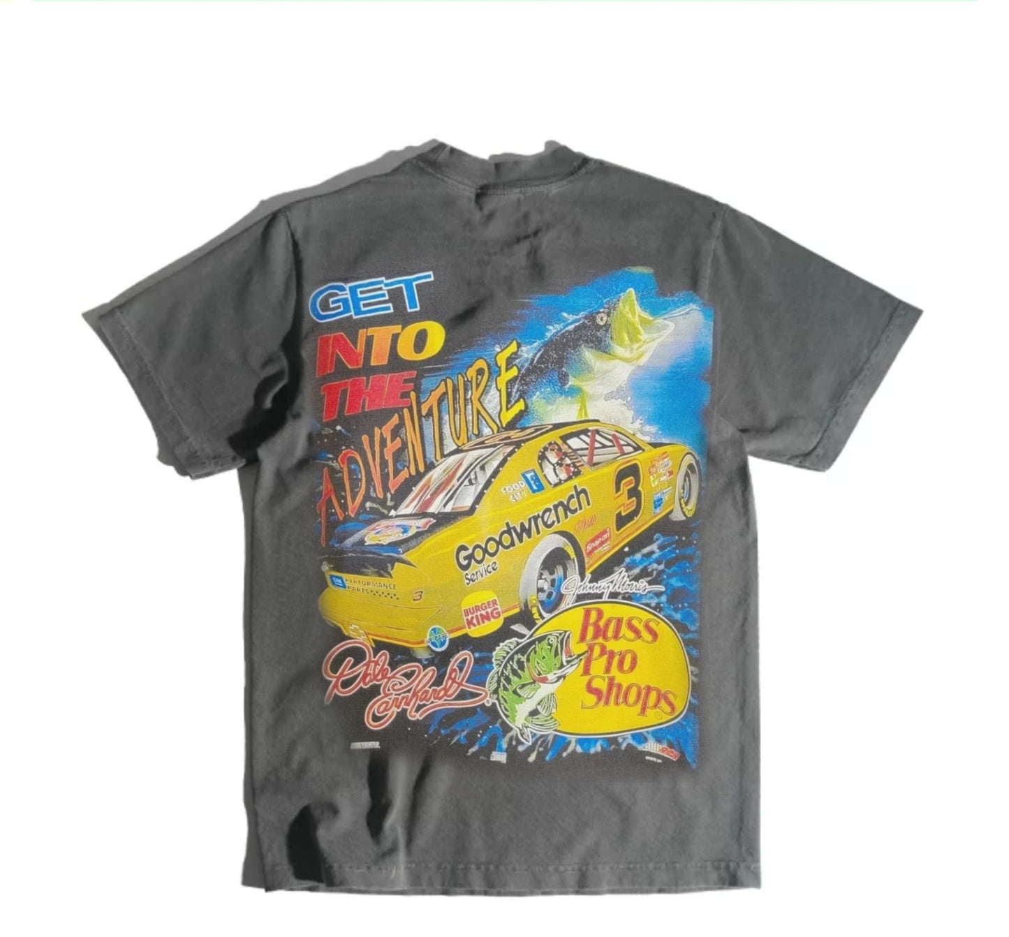 THE THRILL OF THE STRIKE DALE ERNHARDT T SHIRT ON SHAKA HEAVY VNTG GREY