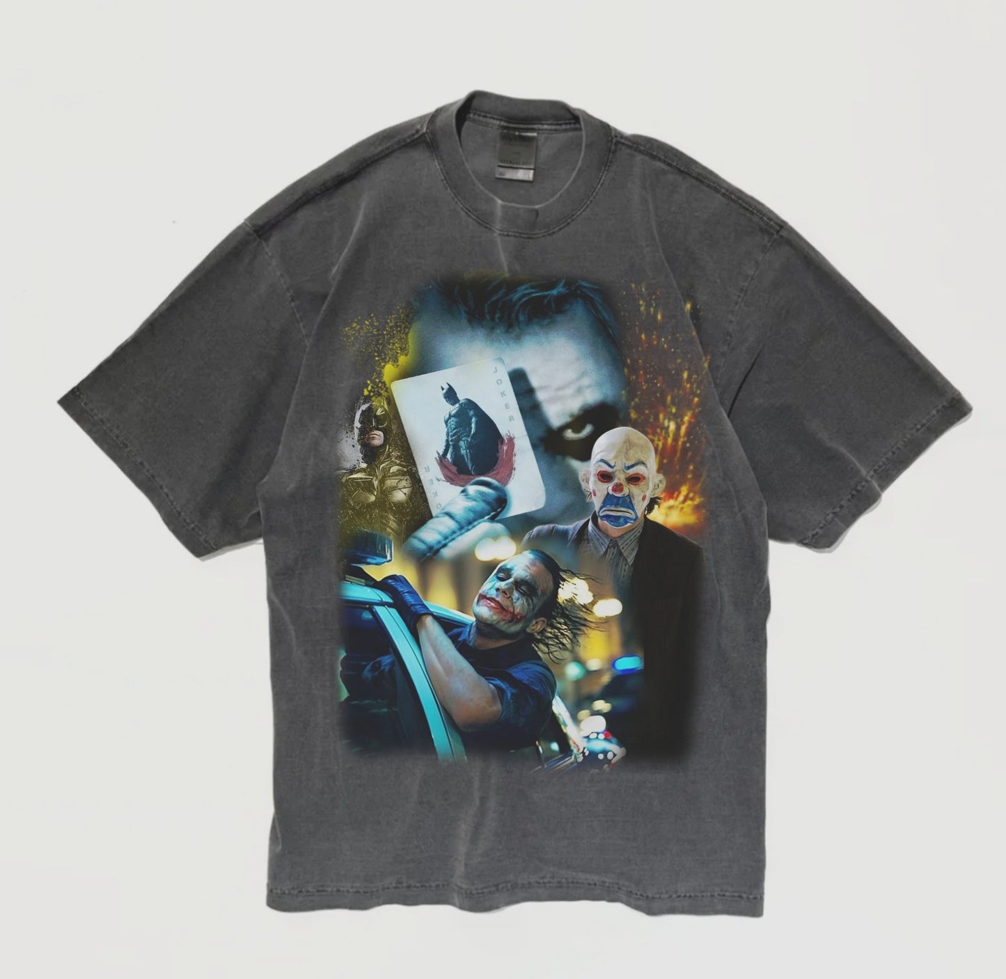 BATMAN JOKER ON SHAKA HEAVYWEIGHT SHADOW GREY VNTG WASHED T SHIRT