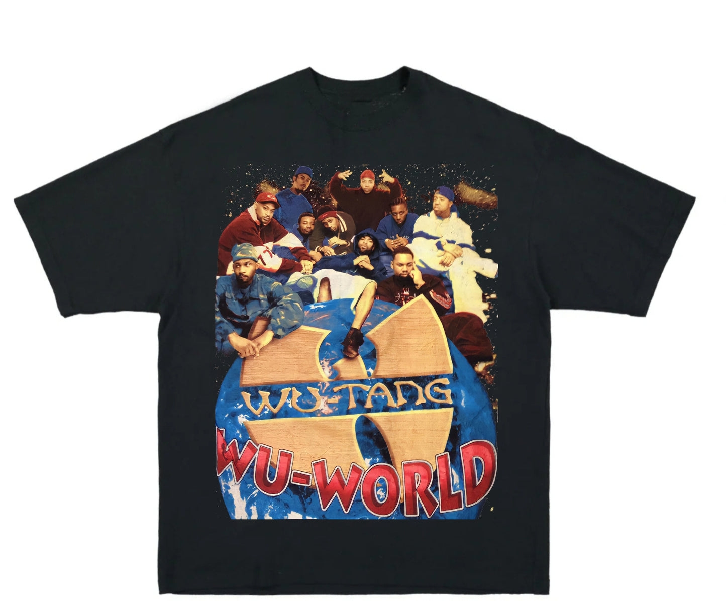 WU WORLD ON A SHAKA HEAVYWEIGHT GARMET DYED T SHIRT "MODERN