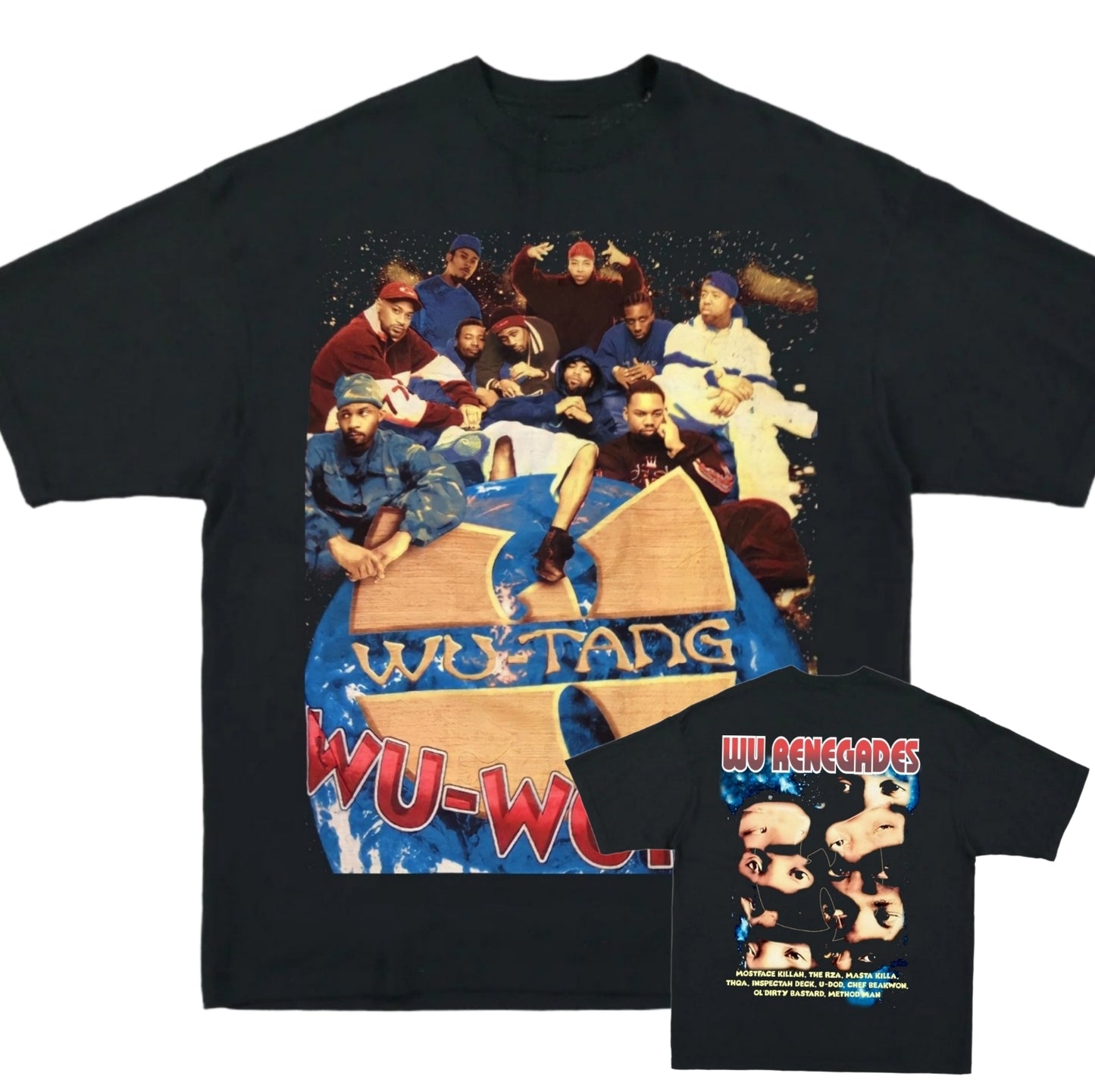 WU WORLD ON A SHAKA HEAVYWEIGHT GARMET DYED T SHIRT "MODERN