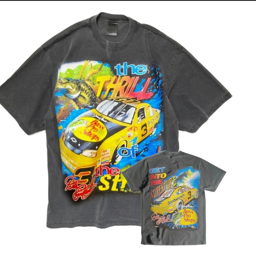 THE THRILL OF THE STRIKE DALE ERNHARDT T SHIRT ON SHAKA HEAVY VNTG GREY