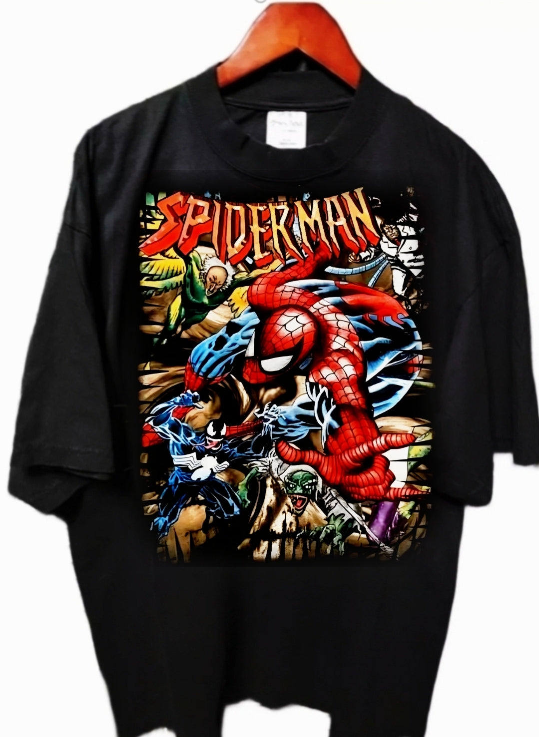 SPIDERMAN ON SHAKA HEAVYWEIGHT GARMET DYED T SHIRT