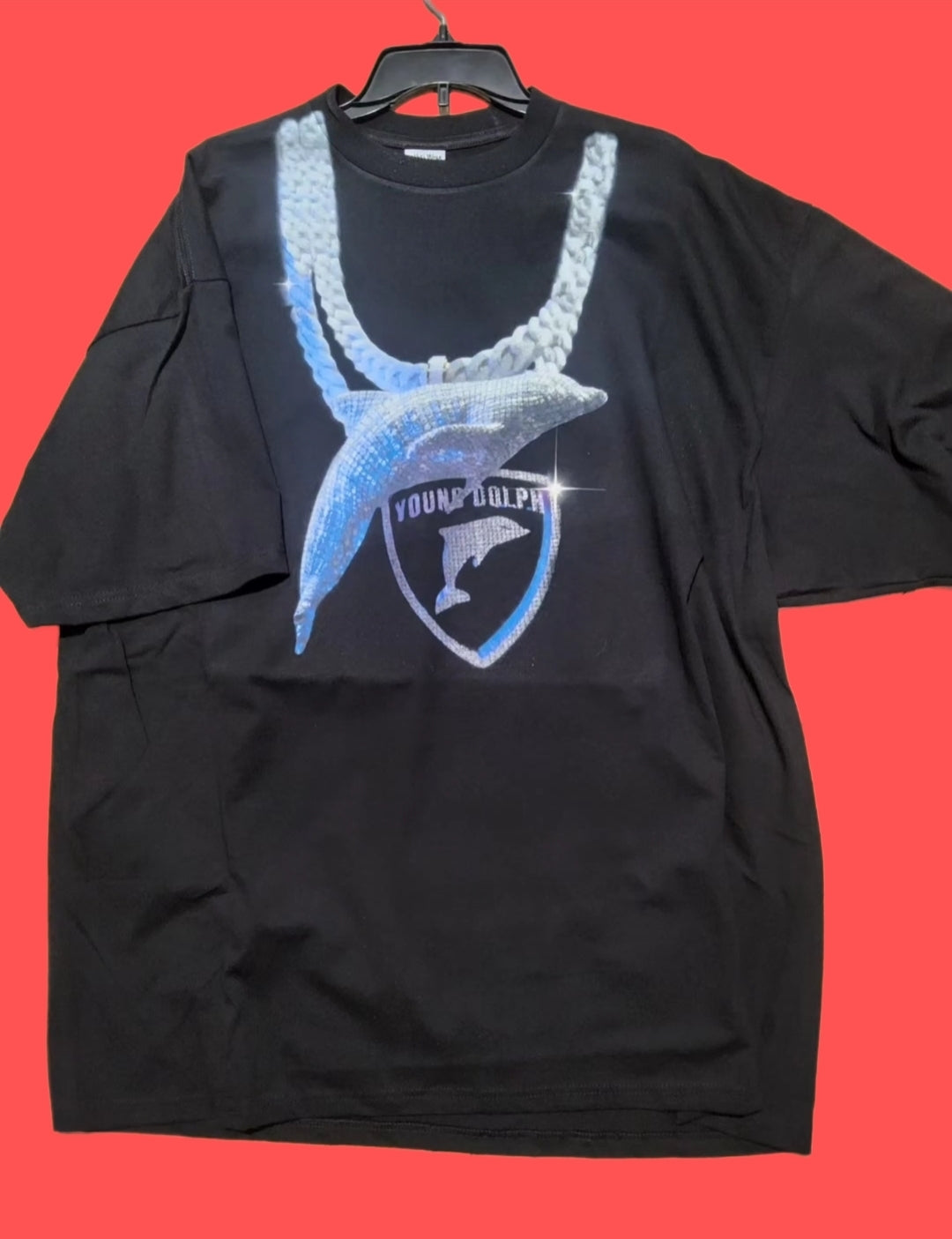YOUNG DOLPH CHAIN ON SHAKA SUPERMAX HEAVYWEIGHT GARMET DYED T SHIRT
