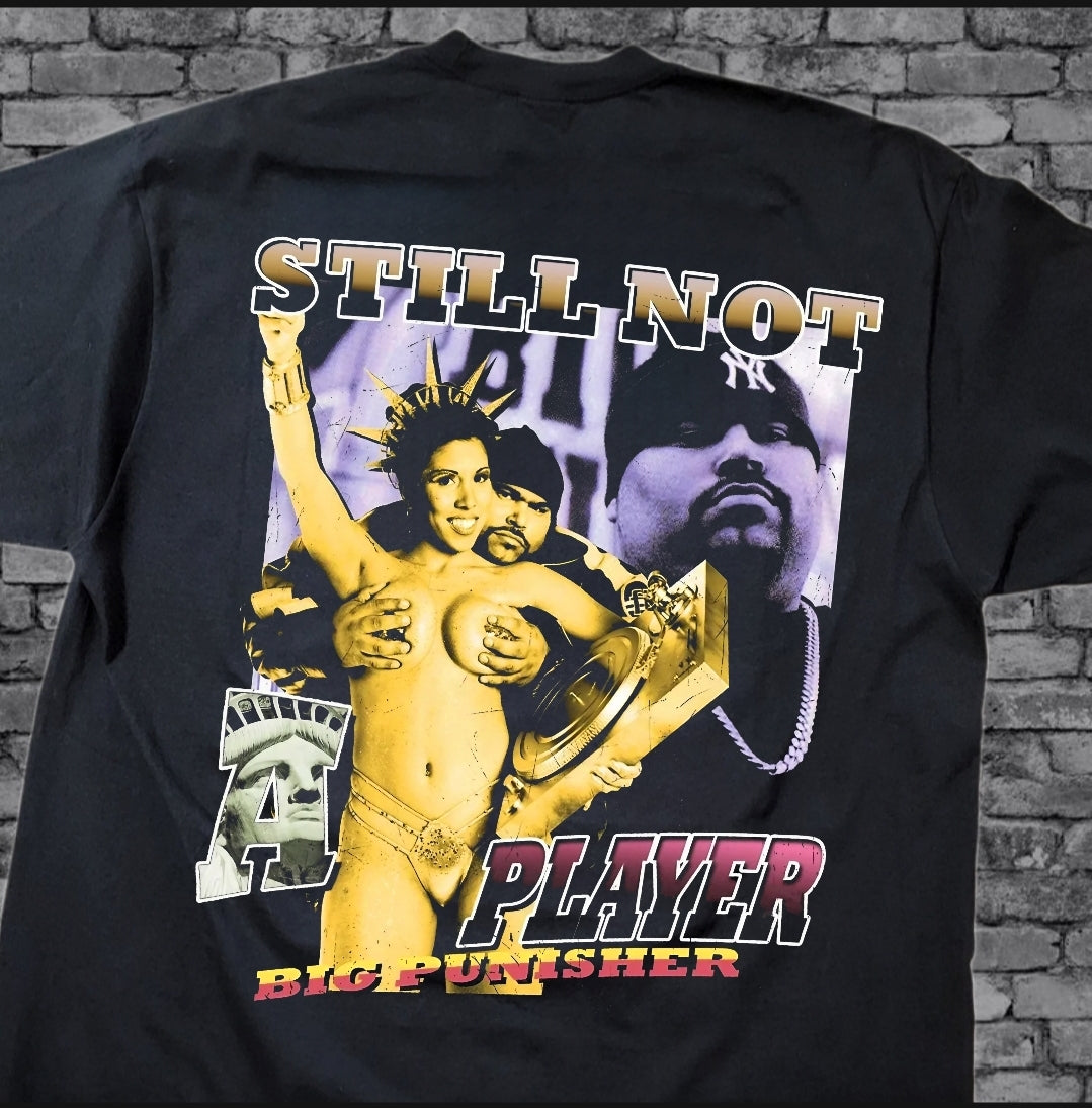 BIG PUN STILL NOT A PLAYER ON SHAKA HEAVYWEIGHT GARMET DYED T SHIRT " MODERN