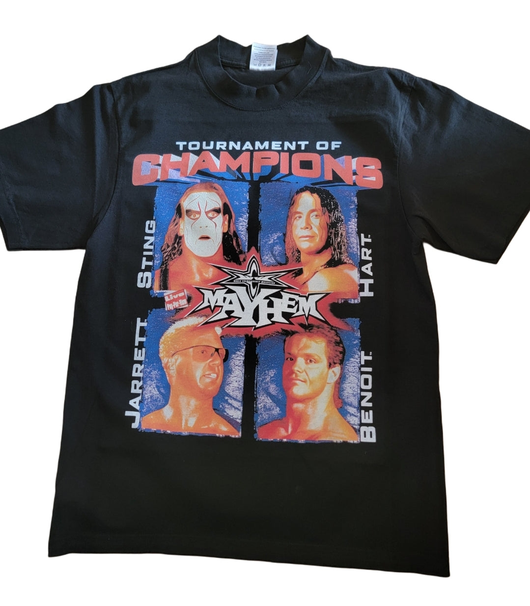 Rare Wcw Wrestling Mayhem Ppv Shirt Bret Hart Sting Benoit Chris 1999 REPRINT WRESTLING