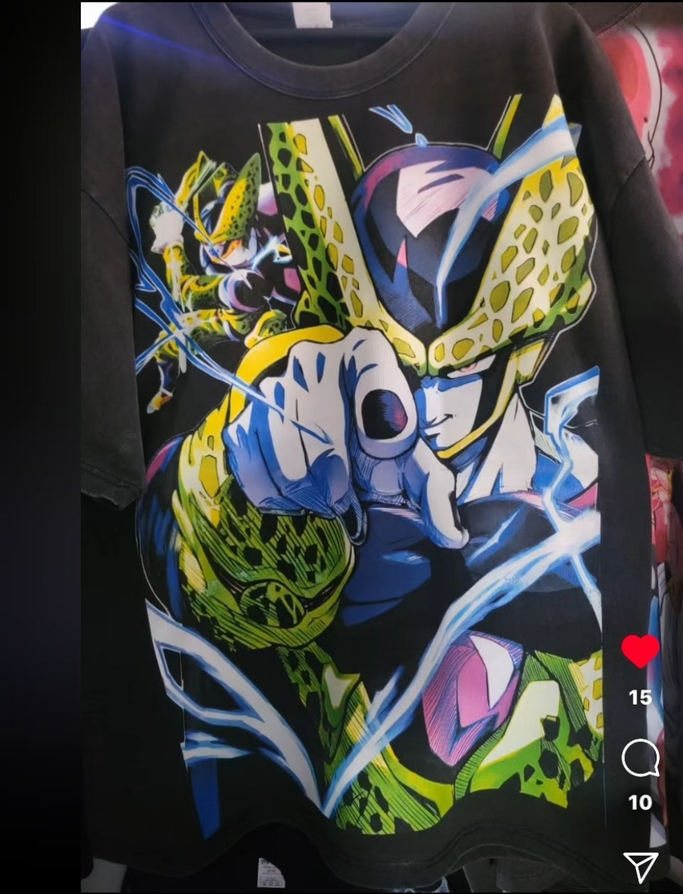 DRAGON BALL Z CELL ON SHAKA HEAVYWEIGHT GARMET DYED T SHIRT BIG PRINT