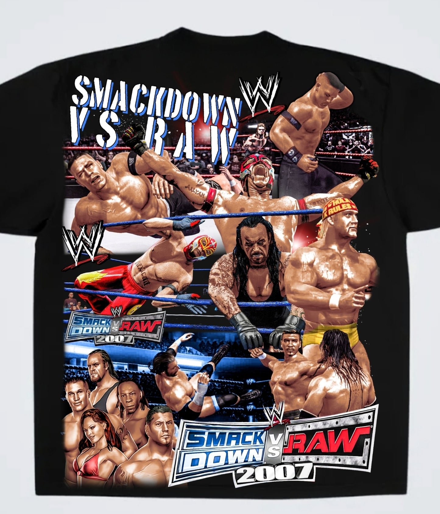 SMACKDOWN VS. RAW GAME SHIRT ON SHAKA HEAVYWEIGHT "WRESTLING"