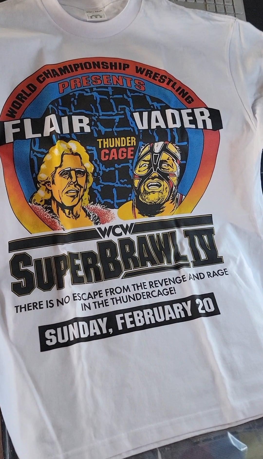 SUPER BRAWL FLAIR VS VADER ON SHAKA HEAVYWEIGHT GARMET DYED T SHIRT (Wrestling