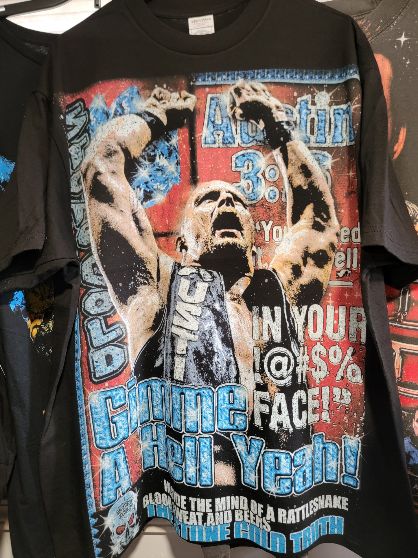 STONE COLD ON HEAVYWEIGHT GARMET DYED T SHIRT (WRESTLING