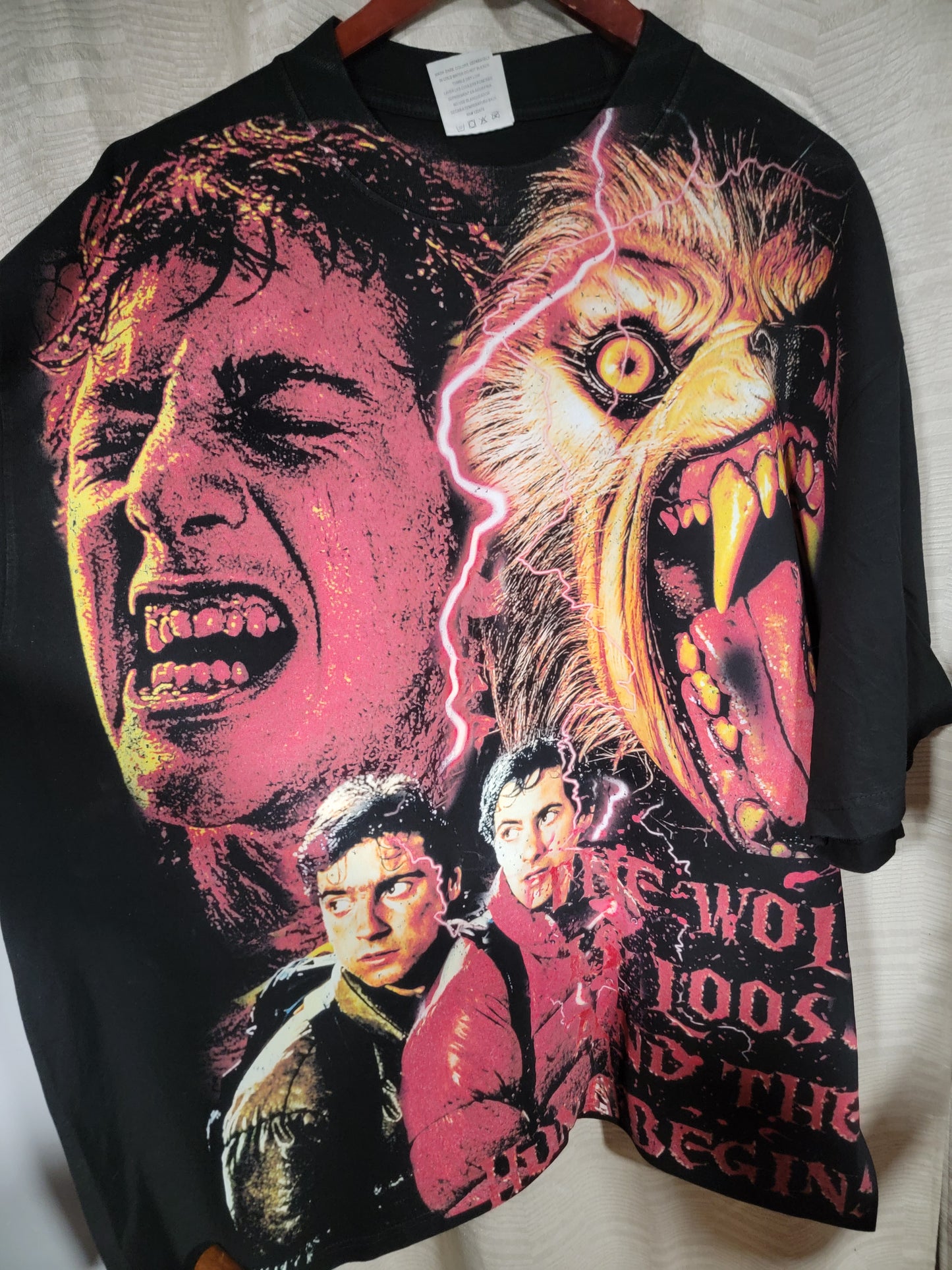 AMERICAN WEARWOLF IN LINDON AOP(FRONT ONLY) ON SHAKA HEAVYWEIGHT GARMET DYED T SHIRT "HORROR