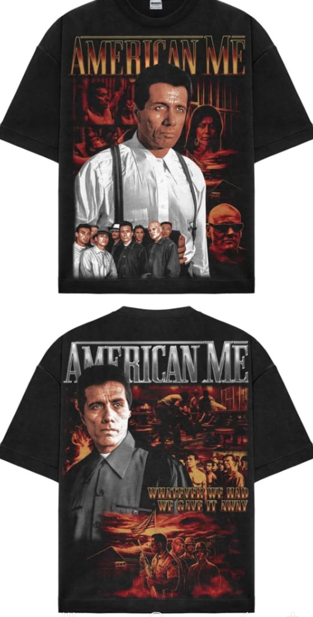 AMERICAN ME Jumbo print ON SHAKA HEAVYWEIGHT GARMET DYED T SHIRT