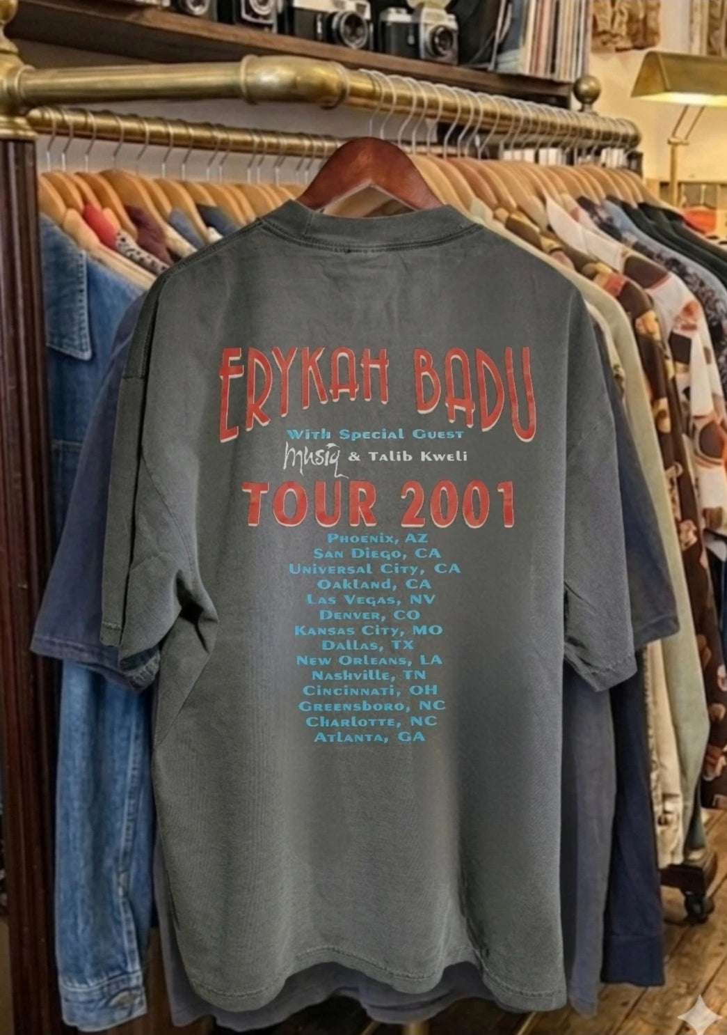 ERYKAH BADU TOUR 2001 ON A SHAKA HEAVYWEIGHT GARMET DYED T SHIRT "MODERN"