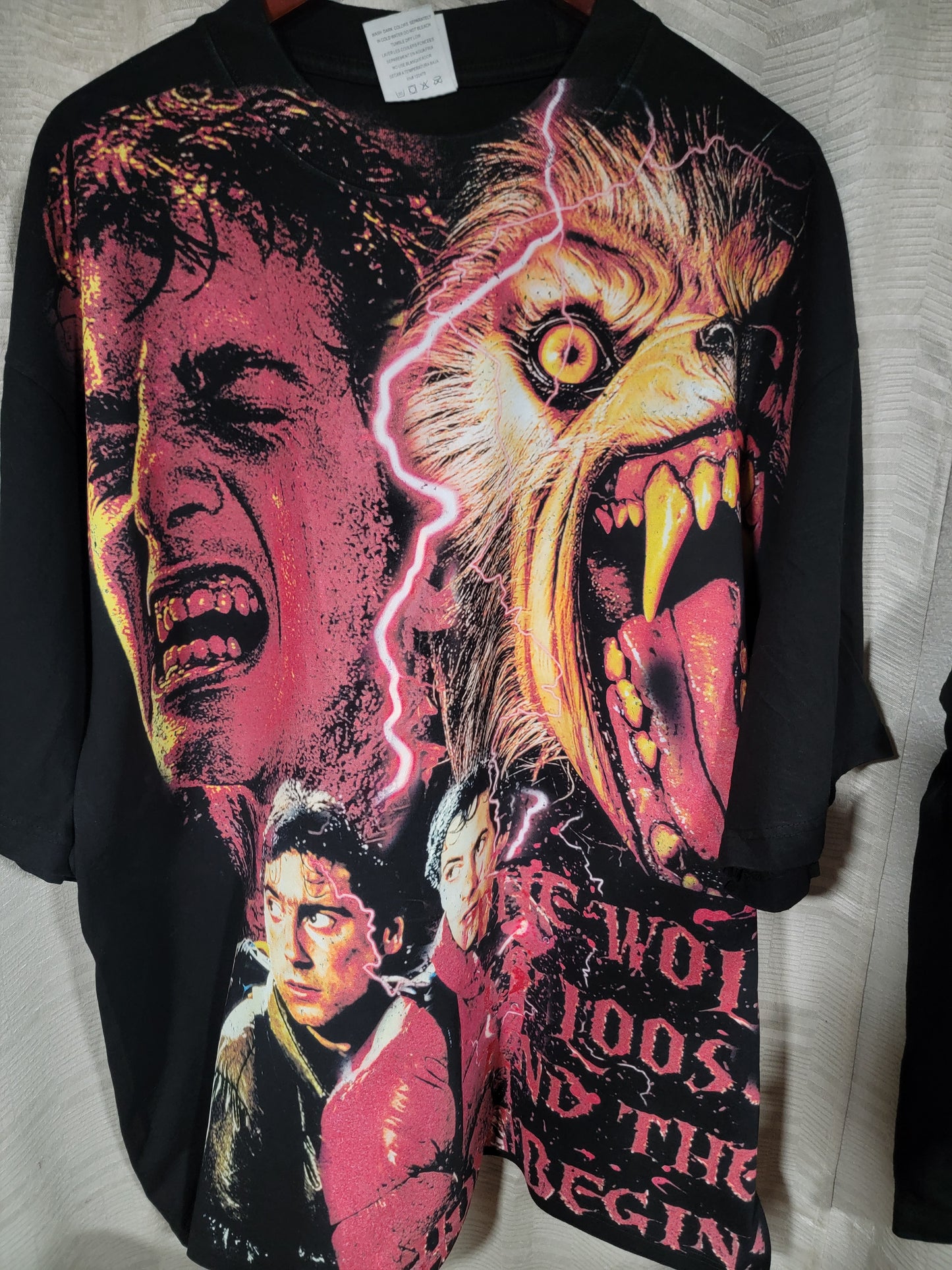 AMERICAN WEARWOLF IN LINDON AOP(FRONT ONLY) ON SHAKA HEAVYWEIGHT GARMET DYED T SHIRT "HORROR