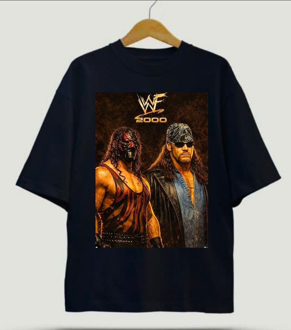 WWF 200 UNDERTAKER KANE ON SHAKA HEAVY GARMET DYED T"WRESTLING