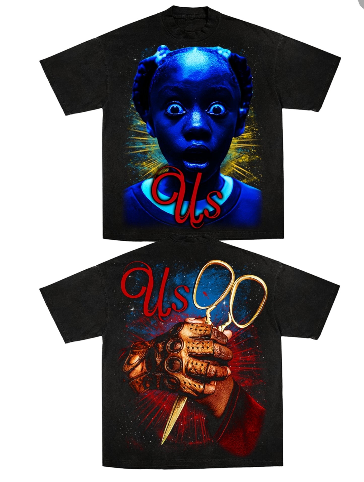 US ON SHAKA HEAVYWEIGHT GARMET DYED T SHIRT "Horror"