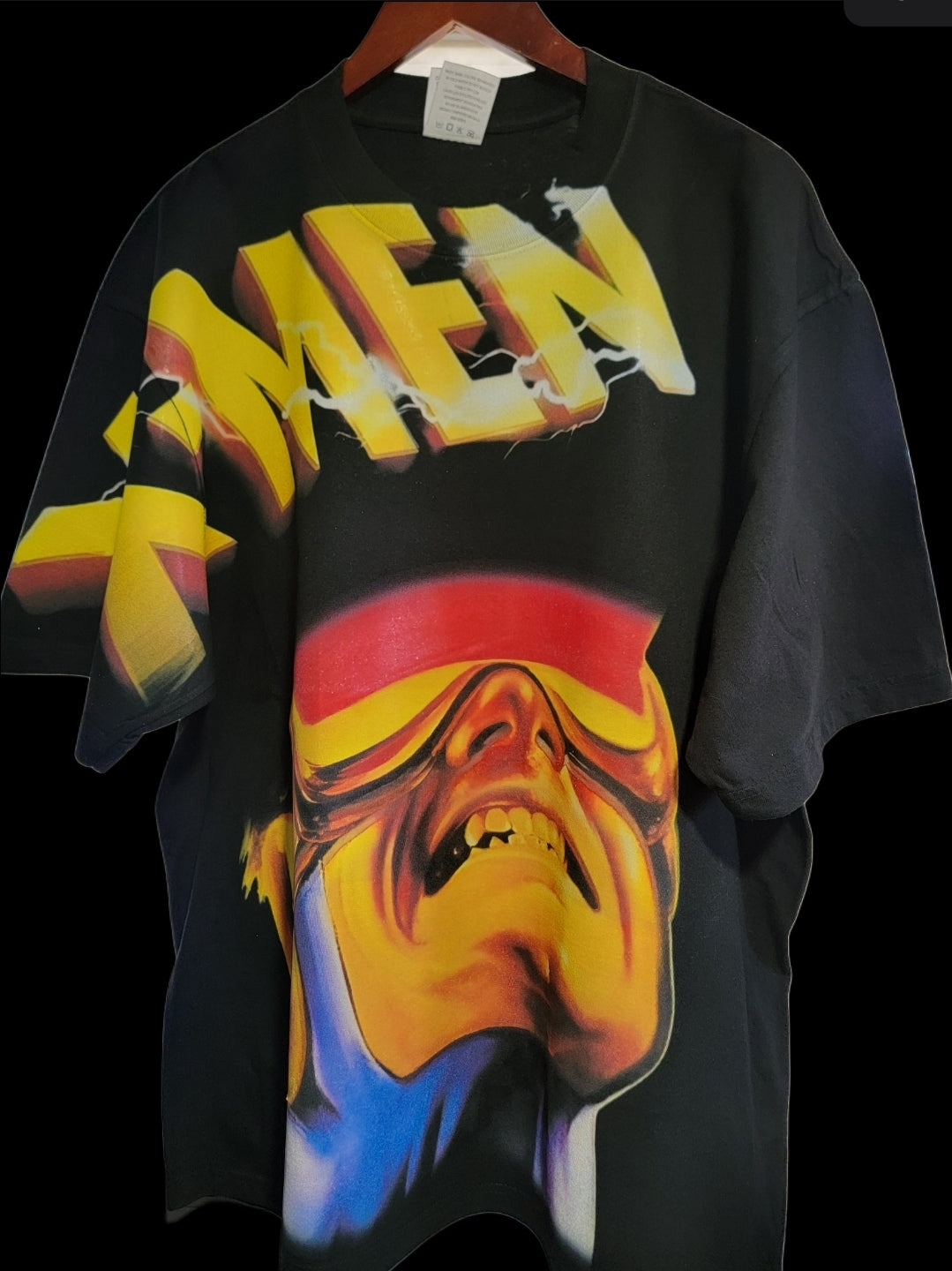 CYCLOPS XMEN JUMBO PRINT T ON SHAKA HEAVY GARMET DYED T SHIRT