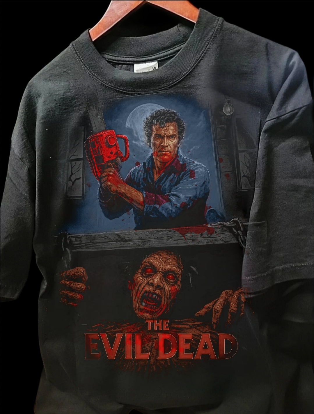 EVIL DEAD ON SHAKA HEAVYWEIGHT GARMET DYED T SHIRT "Horror"