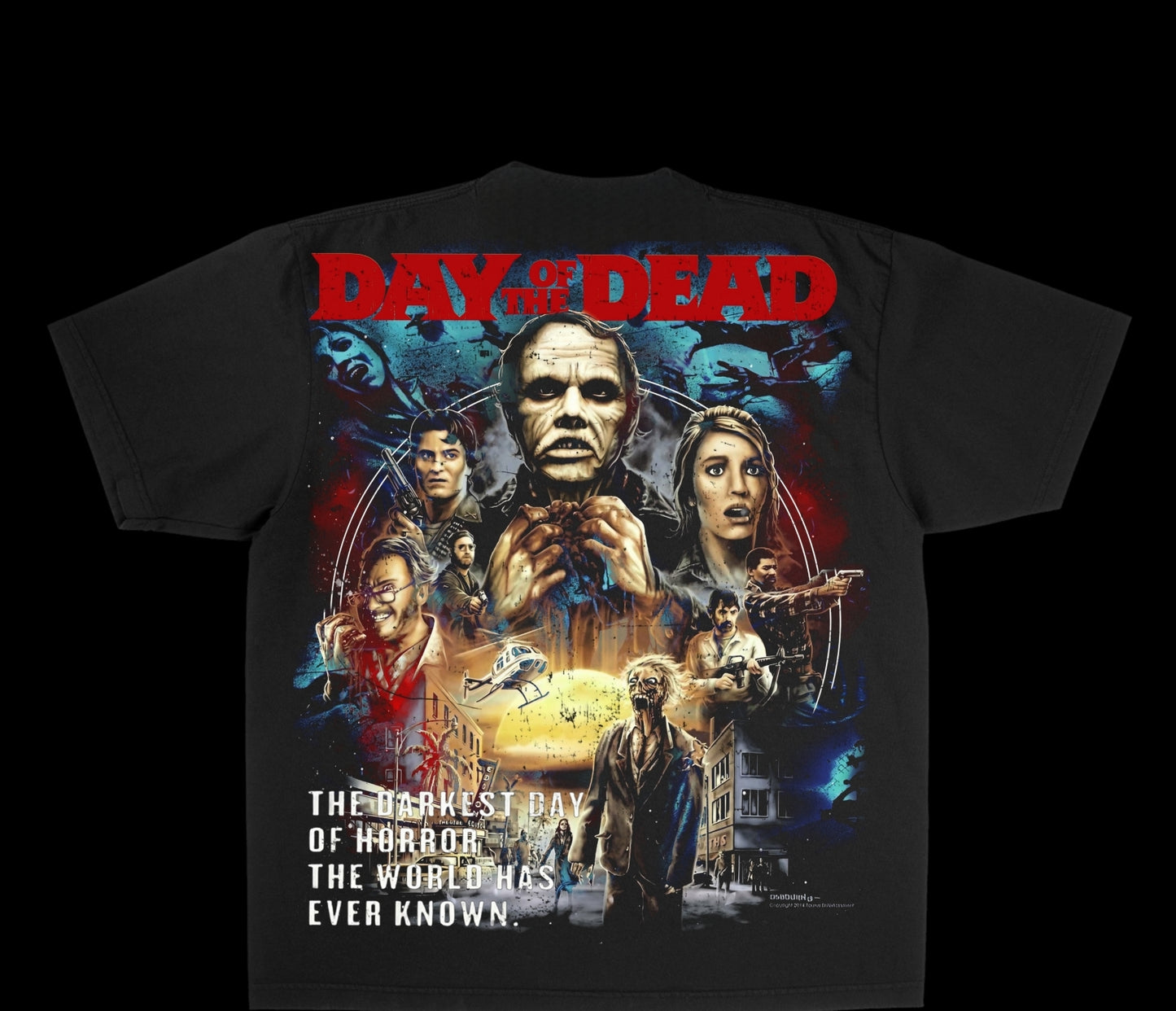 DAY OF THE DEAD ON SHAKA HEAVYWEIGHT GARMET DYED T SHIRT "Horror"