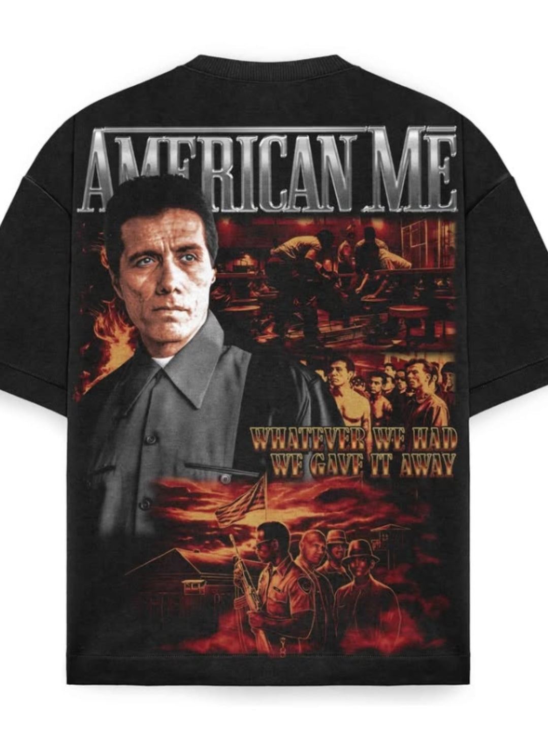 AMERICAN ME Jumbo print ON SHAKA HEAVYWEIGHT GARMET DYED T SHIRT