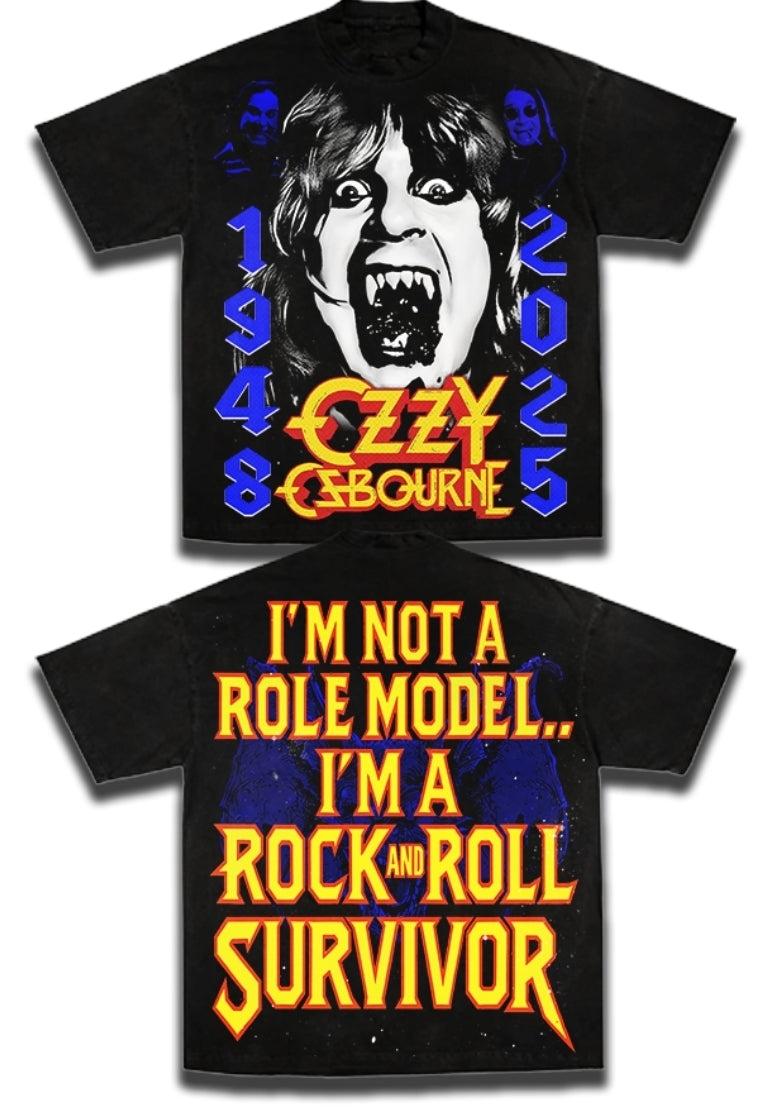 OZZY (FRONT & BACK)Jumbo print ON SHAKA HEAVYWEIGHT GARMET DYED T SHIRT