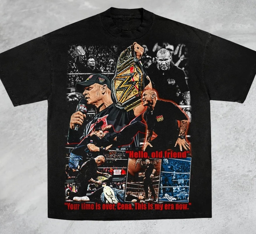 RANDY ORTON , JOHN CENA ON SHAKA HEAVYWEIGHT GARMET DYED T SHIRT WRESTLING