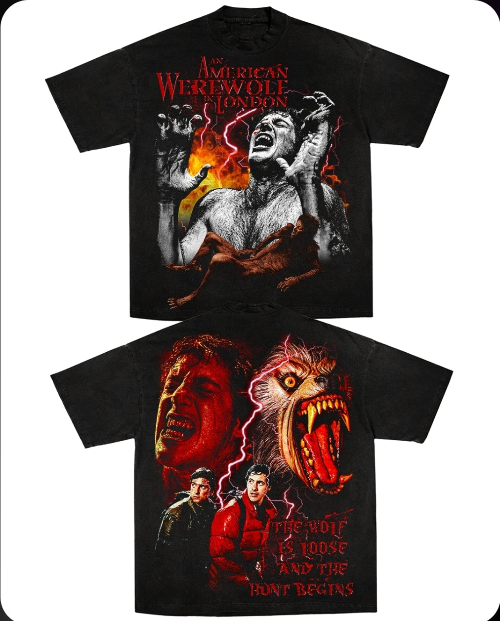AMERICAN WEARWOLF IN LONDON ON SHAKA HEAVYWEIGHT GARMET DYED T SHIRT "HORROR"