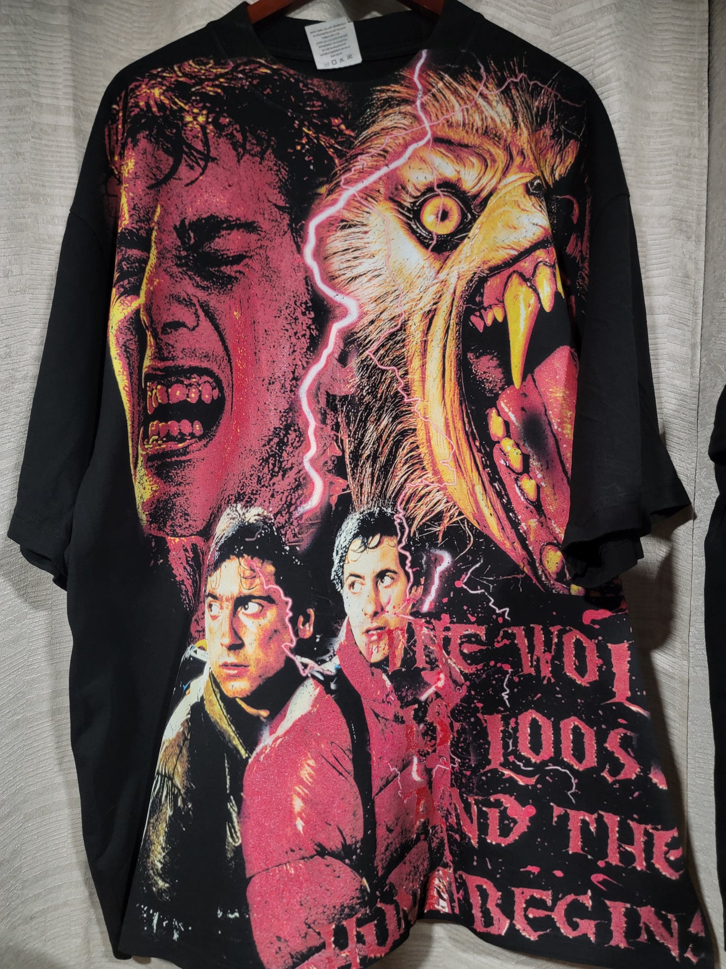 AMERICAN WEARWOLF IN LINDON AOP(FRONT ONLY) ON SHAKA HEAVYWEIGHT GARMET DYED T SHIRT "HORROR
