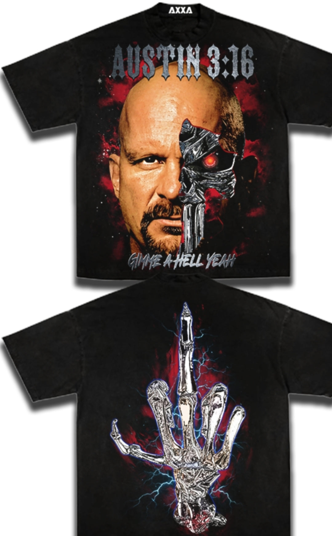 STONE COLD TERMINATOR ON SHAKA HEAVYWEIGHT GARMET DYED T SHIRT (Wrestling