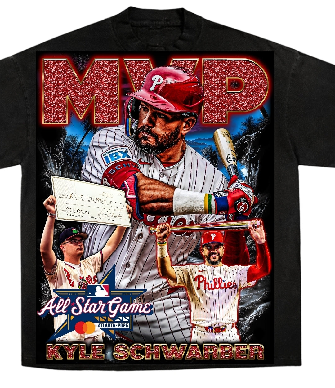 Kyle schwarber All-Star game MVP Philadelphia Phillies ON HEAVYWEIGHT GARMET DYED T SHIRT