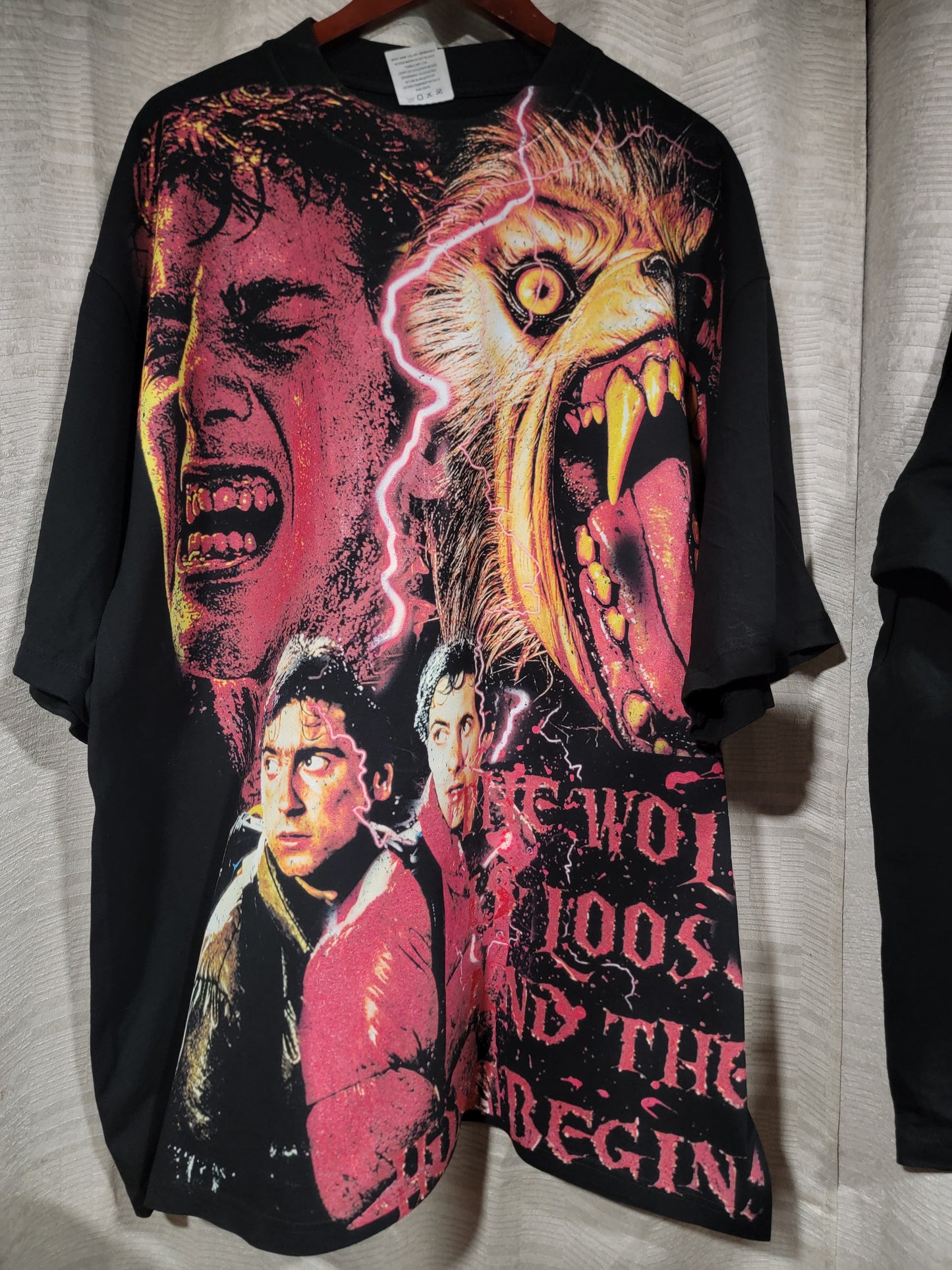 AMERICAN WEARWOLF IN LINDON AOP(FRONT ONLY) ON SHAKA HEAVYWEIGHT GARMET DYED T SHIRT "HORROR