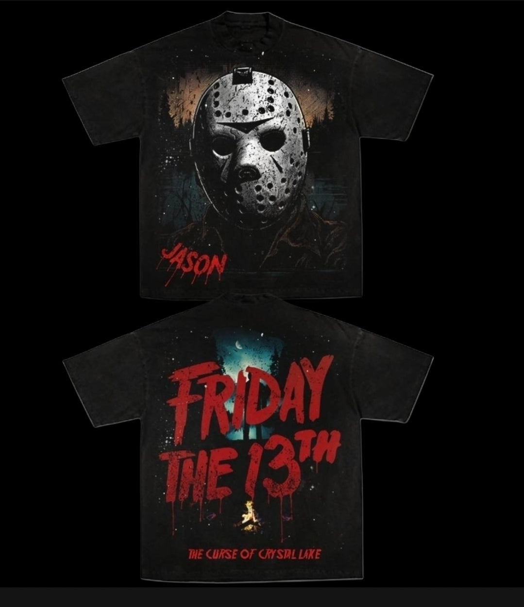 Jason friday the 13th ON SHAKA HEAVYWEIGHT GARMET DYED T SHIRT "HORROR