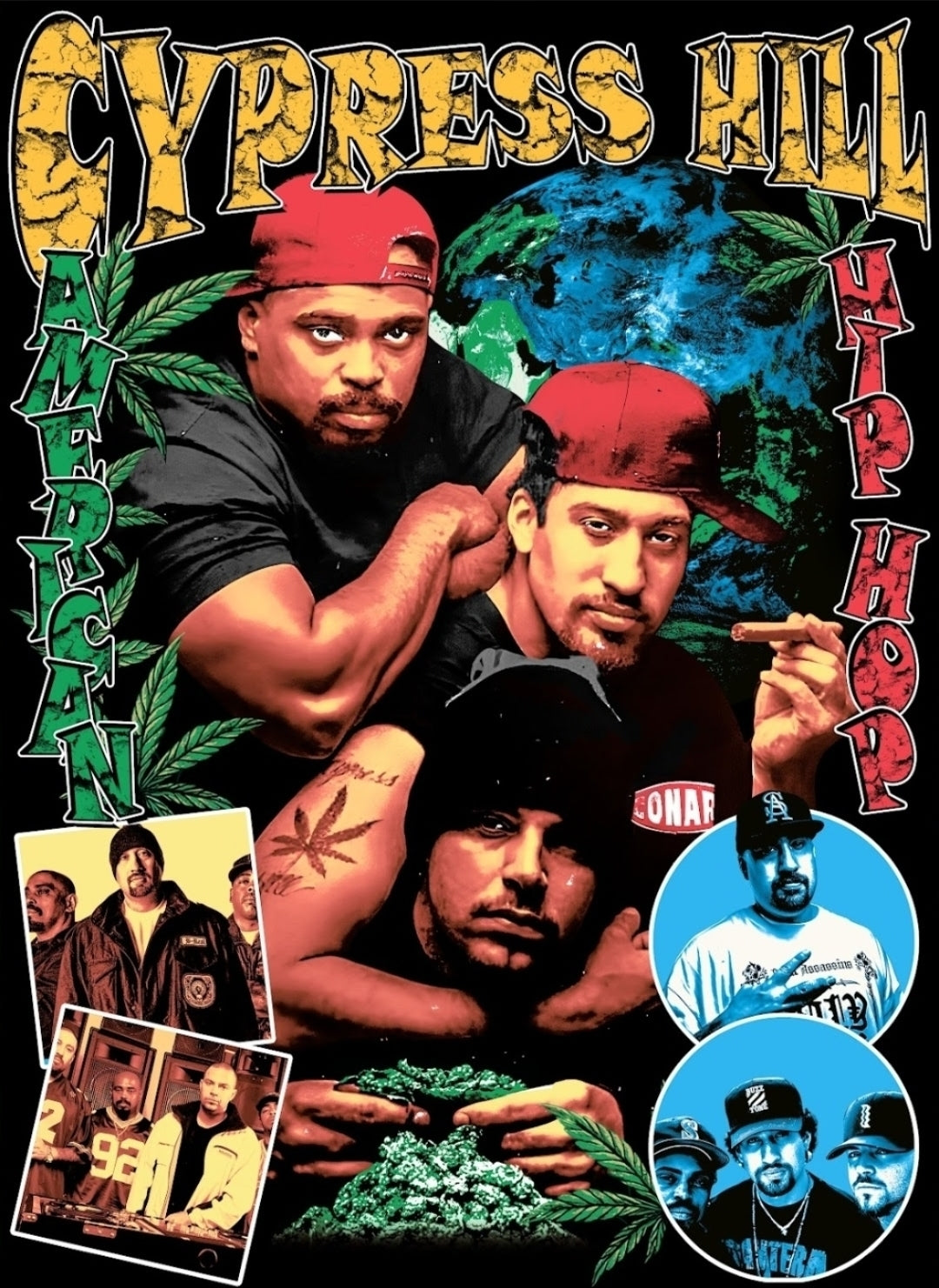 CYPRESS HILL LONGSLEEVE ON SHAKA HEAVYWEIGHT GARMET DYED T SHIRT