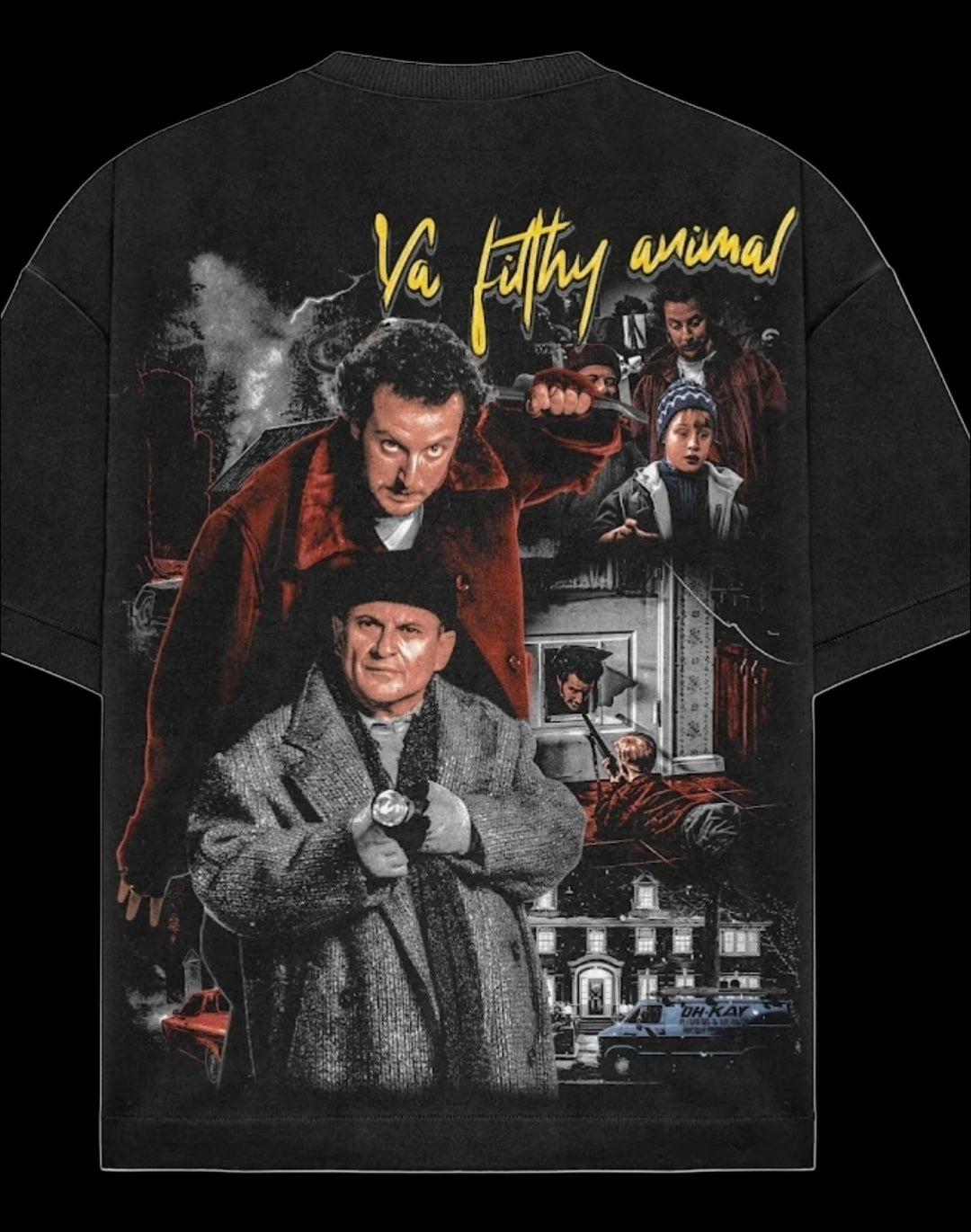 HOME ALONE (design 1)ON SHAKA HEAVYWEIGHT GARMET DYED T SHIRT