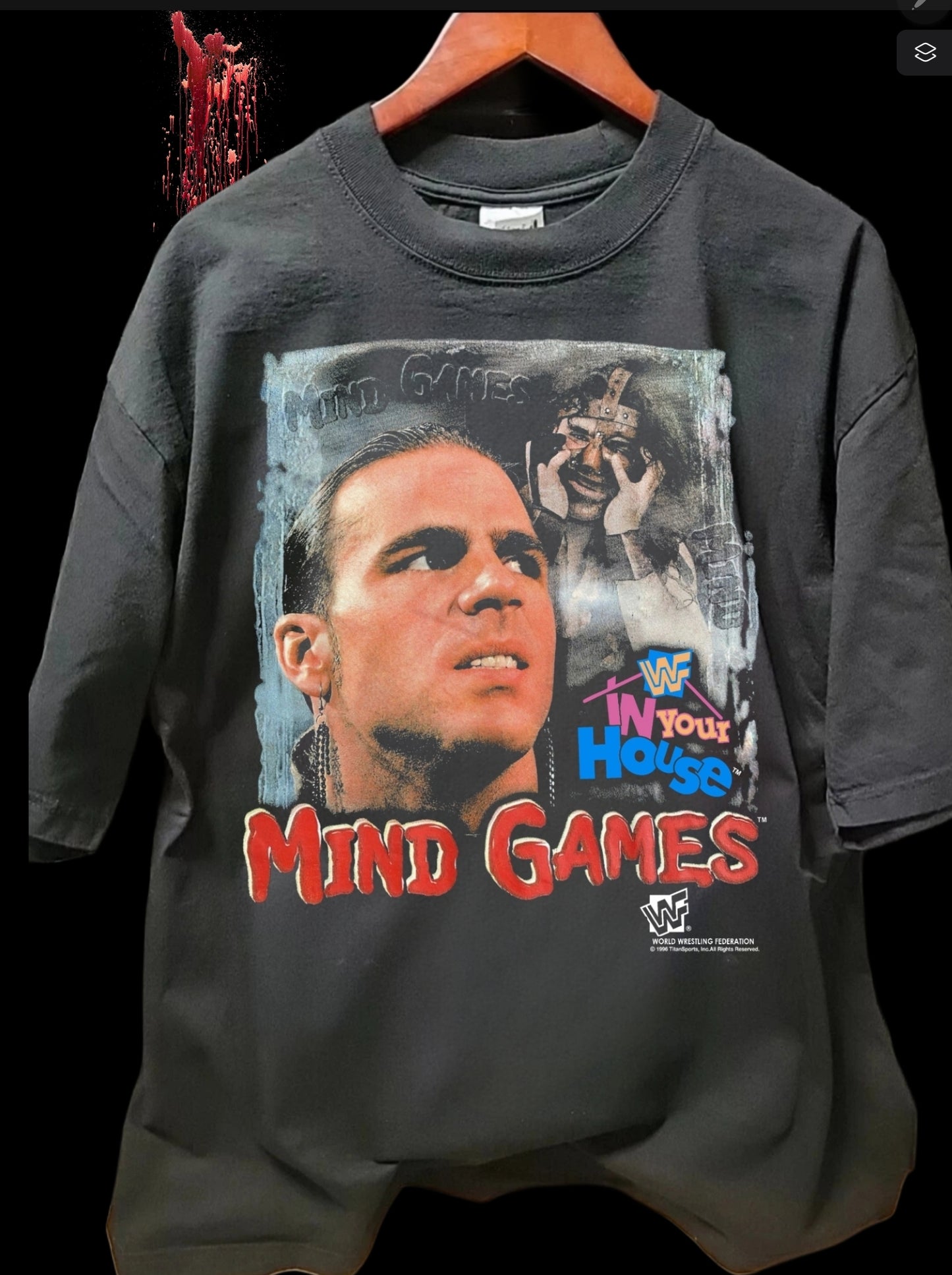 MIND GAMES WWF IN YOUR HOUSE ON SHAKA HEAVYWEIGHT GARMETDYEDTSHIRT "wrestling