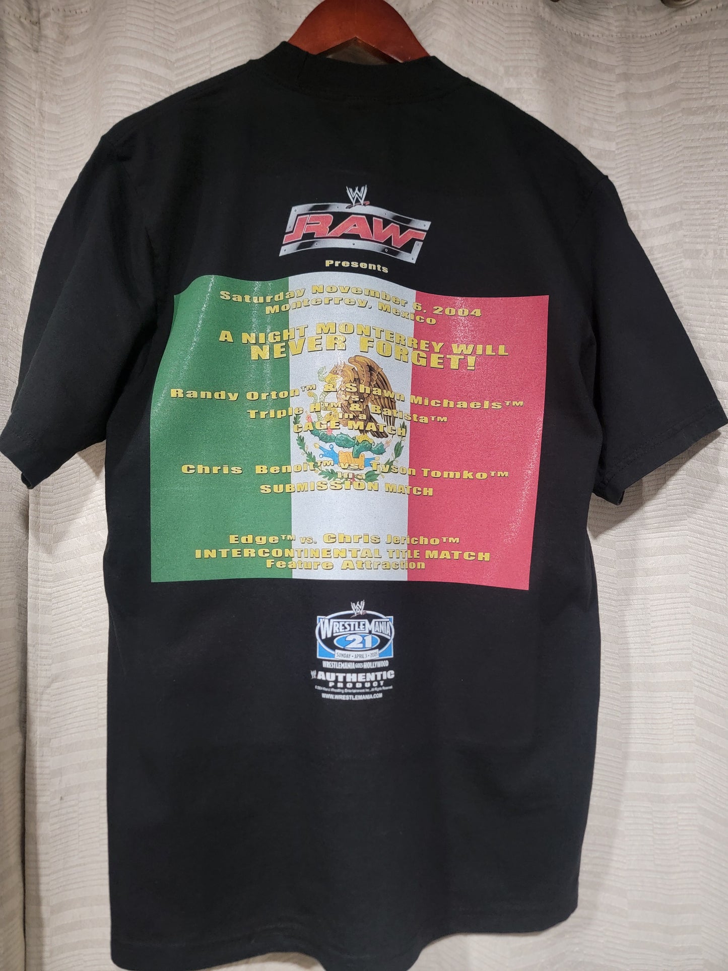 2004 WWE “A Night Monterrey Will Never Forget” shirt ON SHAKA HEAVY GARMET DYED T"WRESTLING