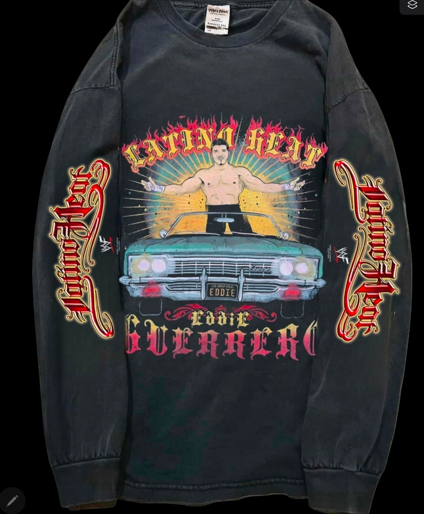 Eddie Guerrero Latino heat long sleeve ON HEAVYWEIGHT SHIRT (wrestling