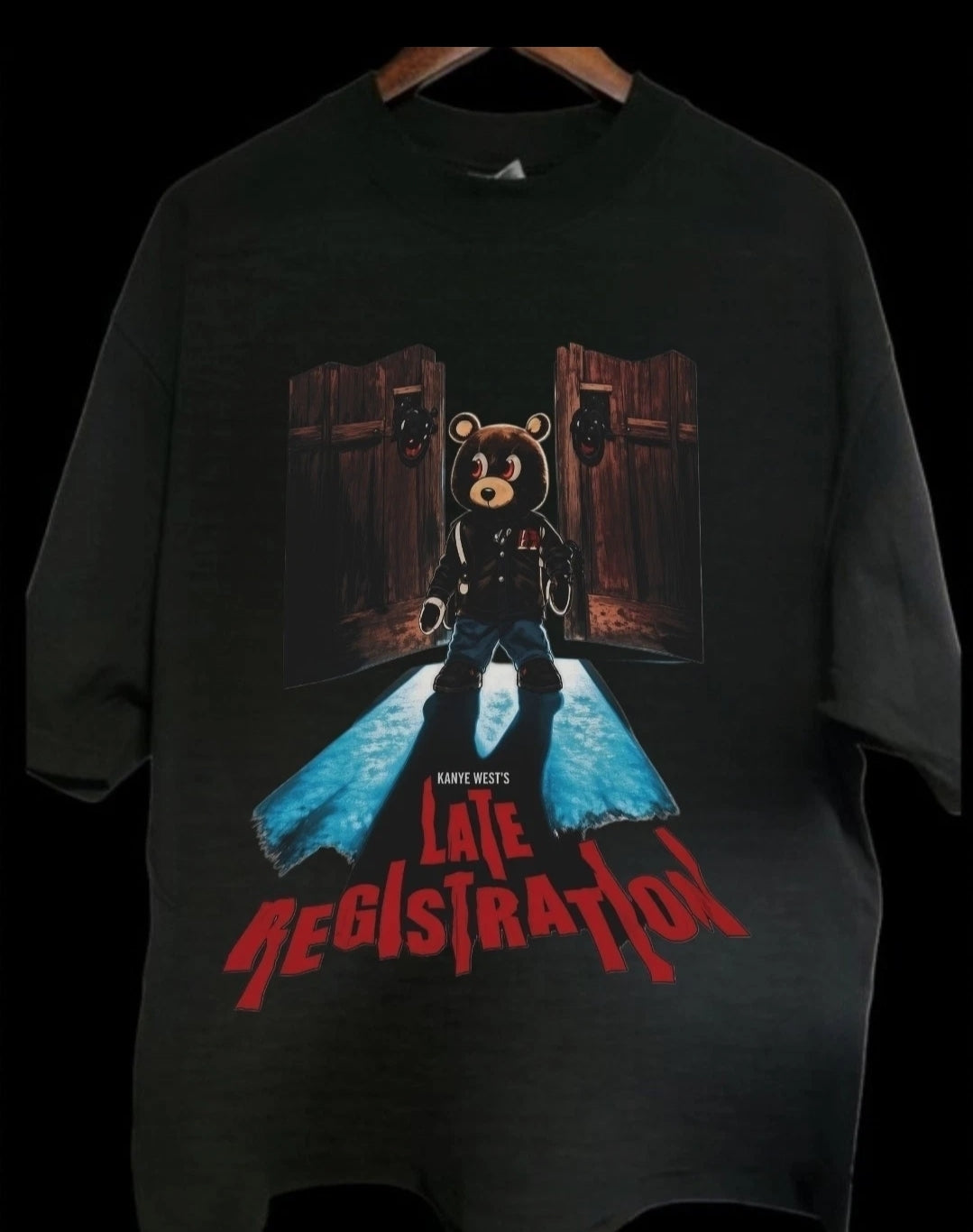 LATE REGESTRATION ON A Shaka Heavyweight T-Shirt Black Modern