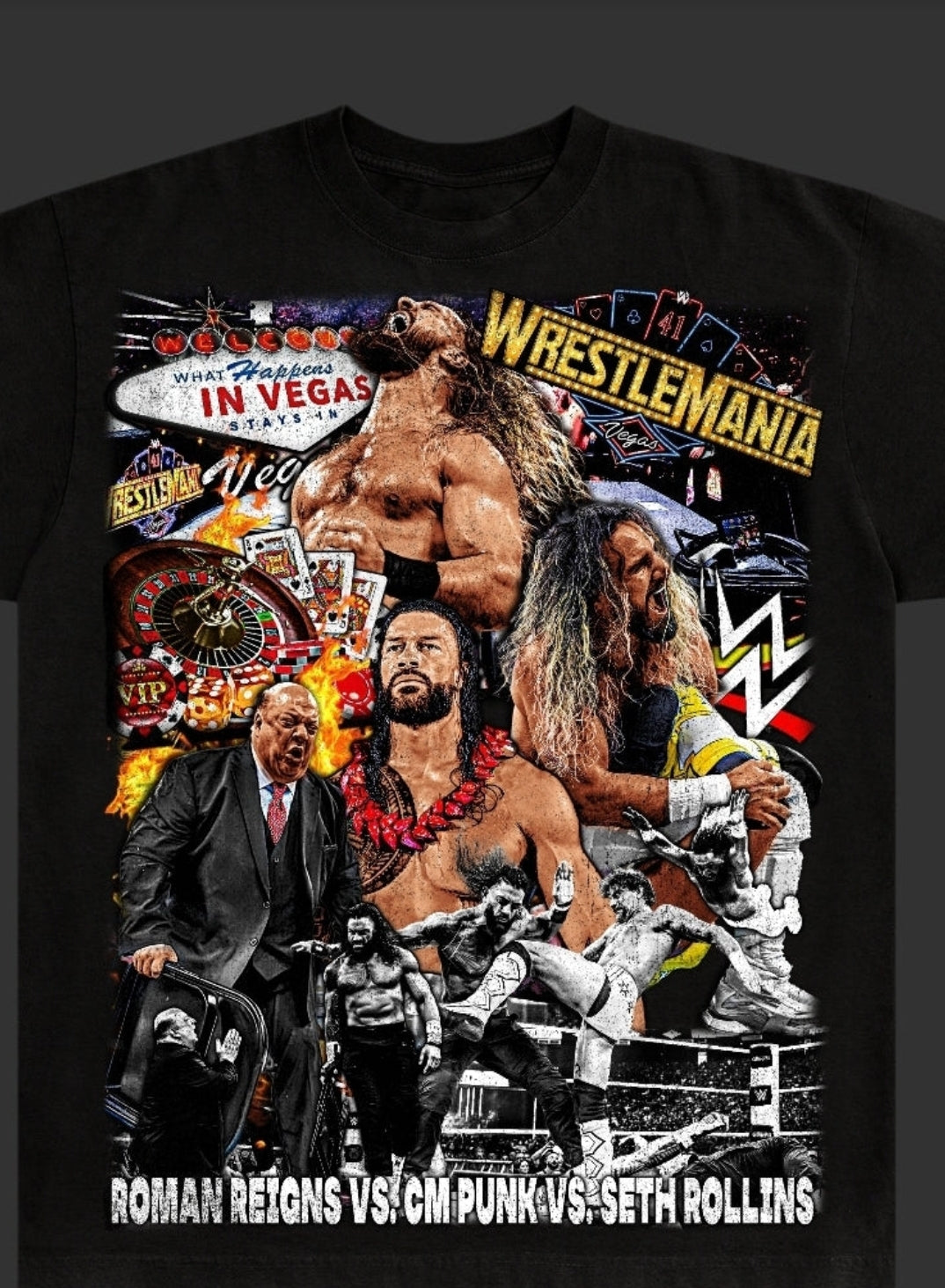 WRESTLEMANIA SETH ROLLINS ROMAN REINS VS CM PUNK " WRESTLING