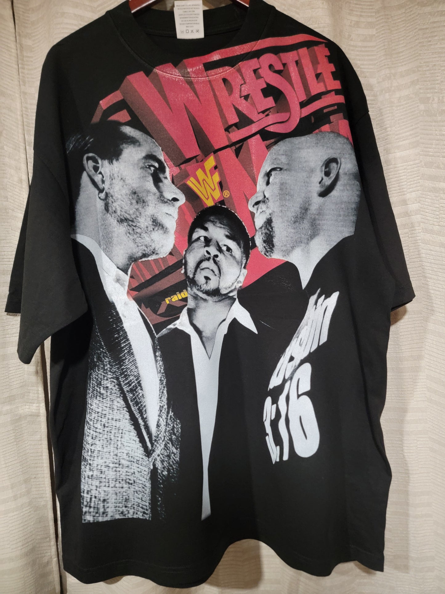 WRESTLEMANIA 14 ON SHAKA HEAVYWEIGHT GARMET DYED T SHIRT WRESTLING