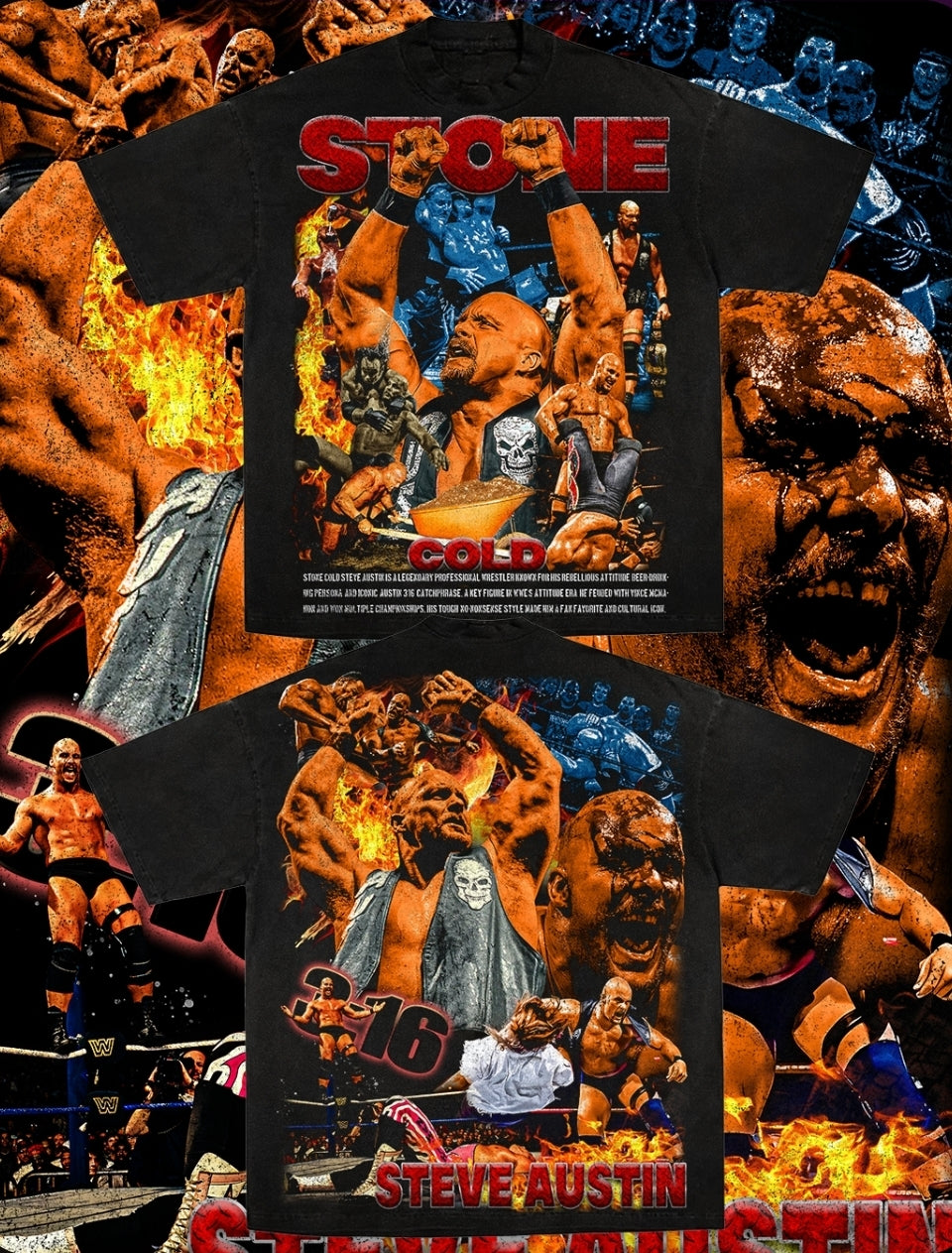 STONE COLD ON SHAKA HEAVYWEIGHT GARMET DYED T SHIRT