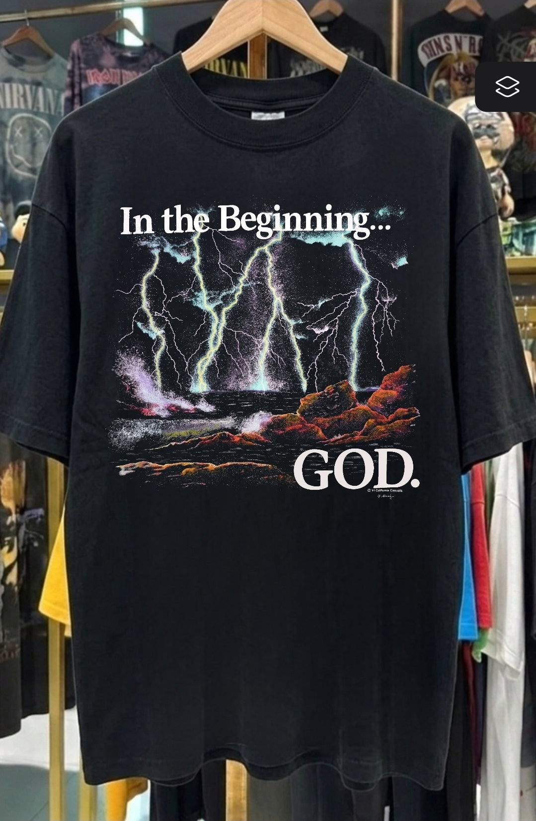 IN THE BEGINNING GOD ON SHAKA HEAVYWEIGHT GARMET DYED T SHIRT