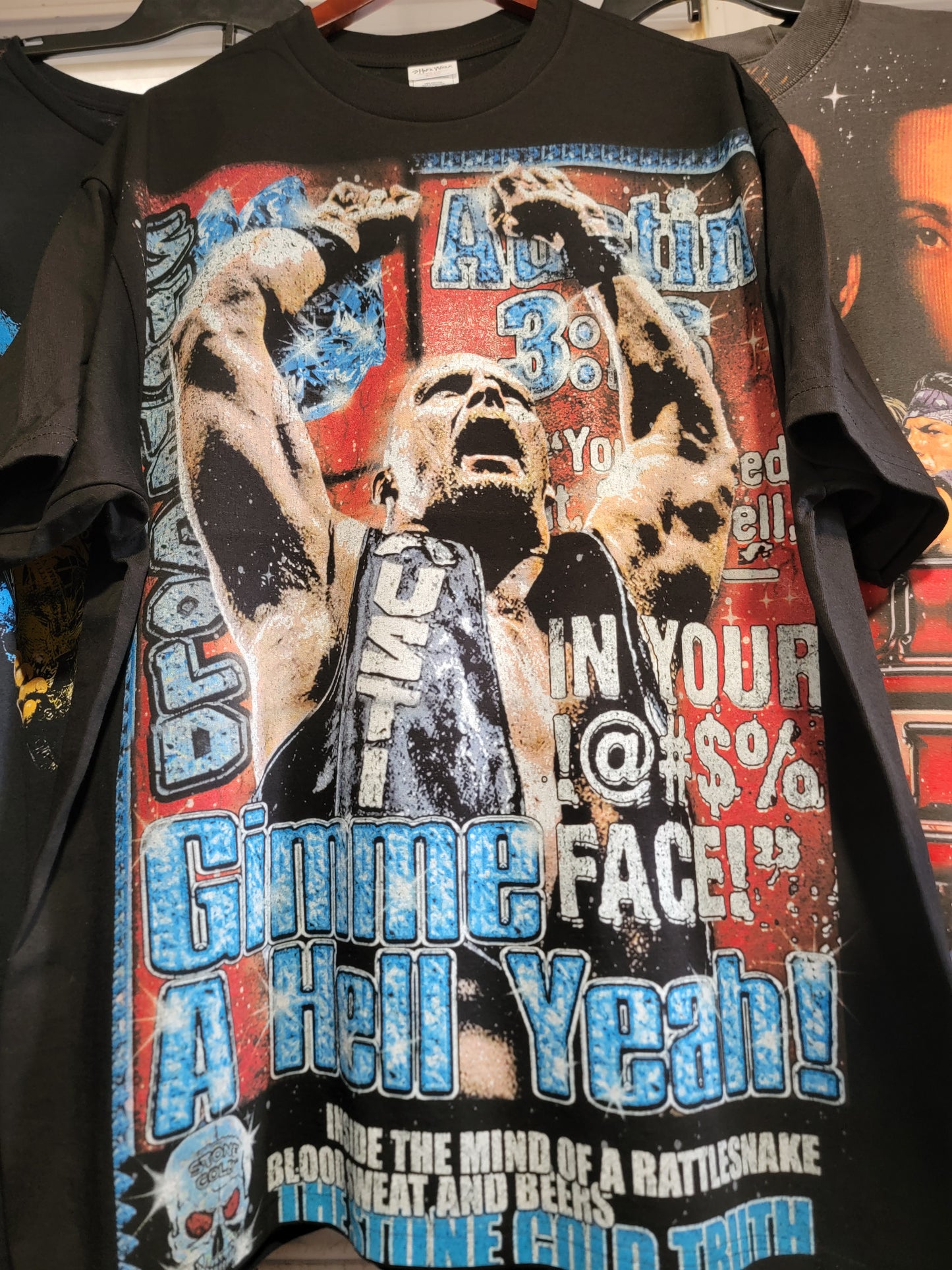 STONE COLD ON HEAVYWEIGHT GARMET DYED T SHIRT (WRESTLING